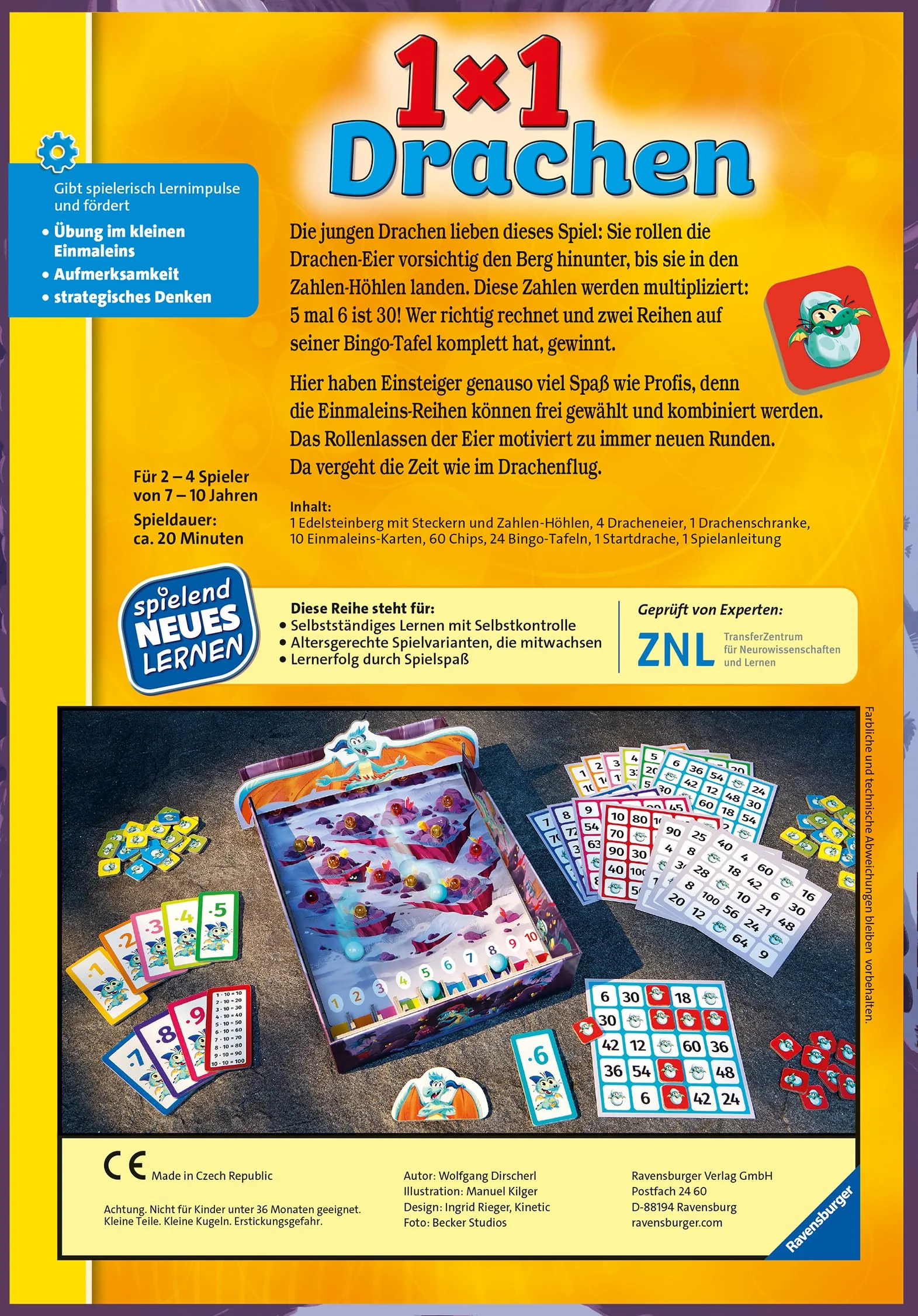 Ravensburger 24976-1x1 Drachen - Lernspiel für Kinder, Rechenspiel für Kinder von 7-10 Jahren, für 2-4 Spieler, Zahlenraum 1-100, kleines Einmaleins - Geburtstagsgeschenke - Image 3