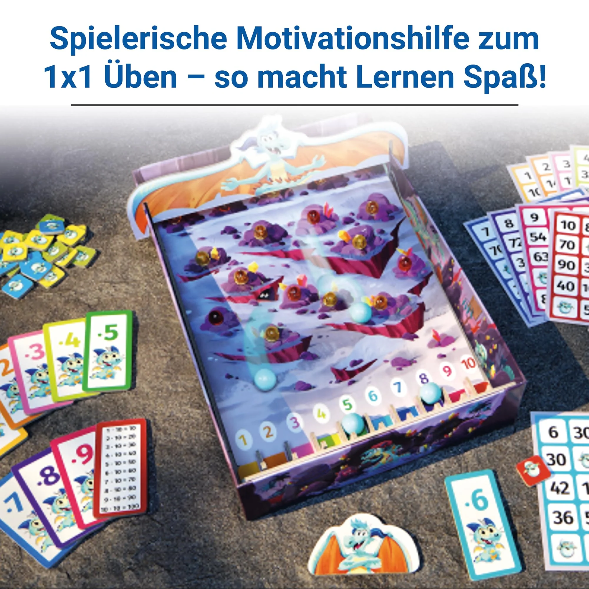 Ravensburger 24976-1x1 Drachen - Lernspiel für Kinder, Rechenspiel für Kinder von 7-10 Jahren, für 2-4 Spieler, Zahlenraum 1-100, kleines Einmaleins - Geburtstagsgeschenke - Image 6