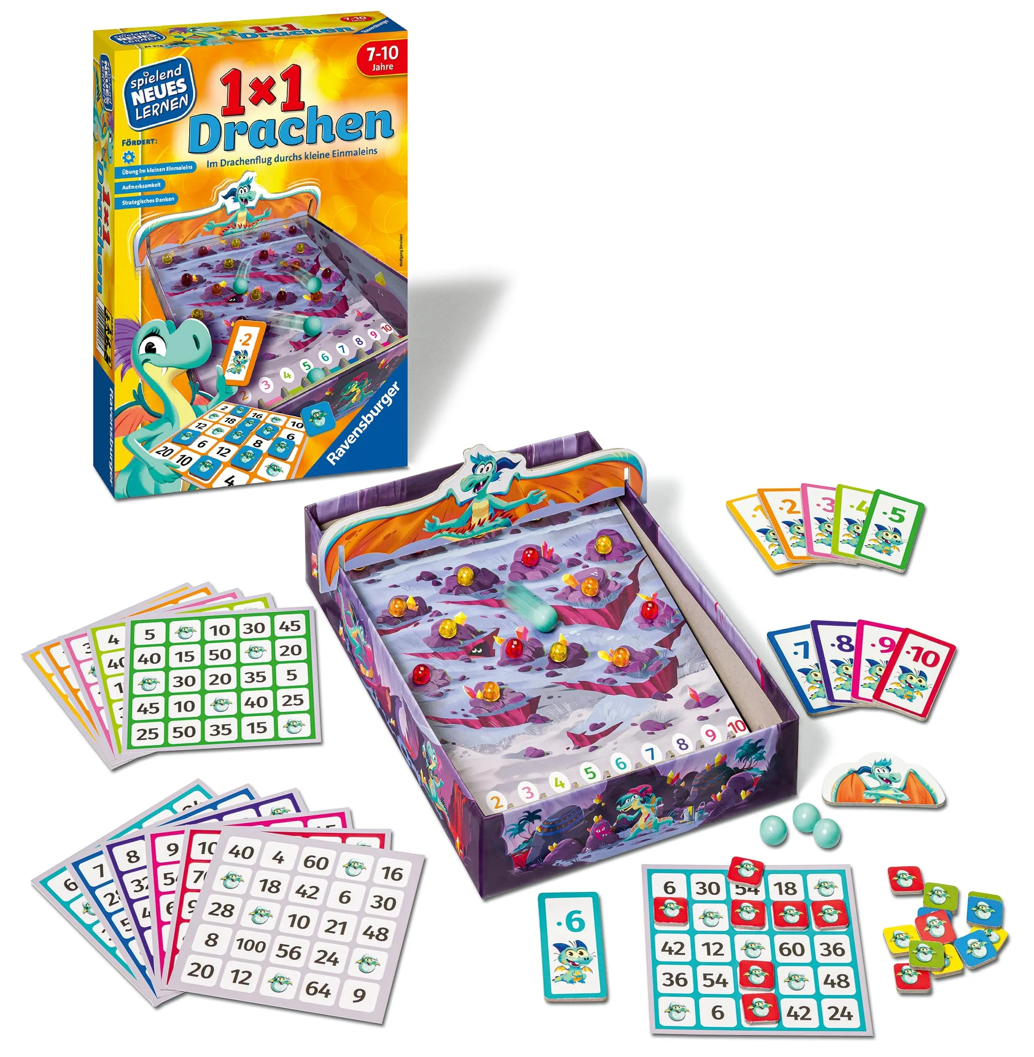 Ravensburger 24976-1x1 Drachen - Lernspiel für Kinder, Rechenspiel für Kinder von 7-10 Jahren, für 2-4 Spieler, Zahlenraum 1-100, kleines Einmaleins - Geburtstagsgeschenke - Image 7