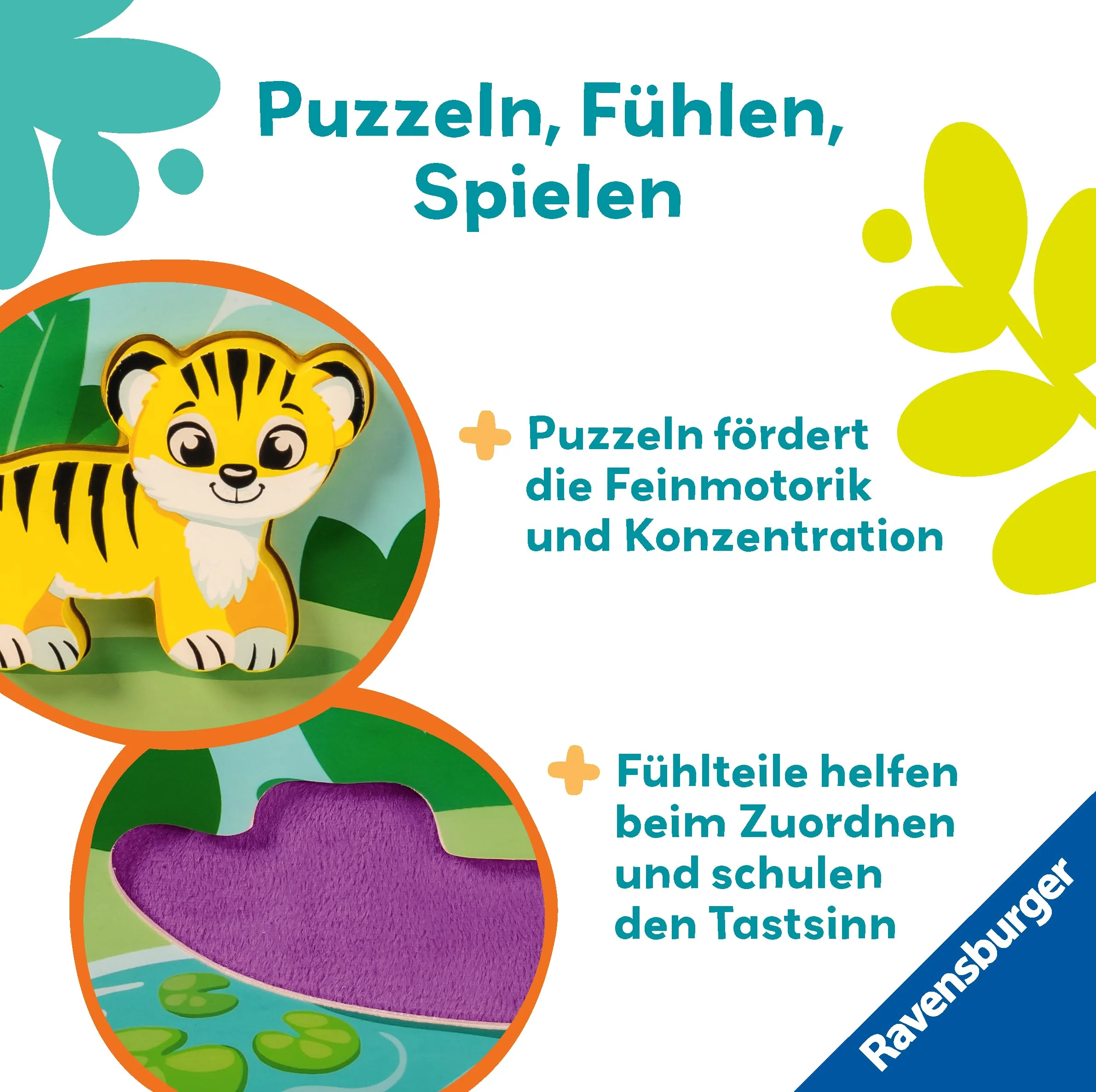 Ravensburger 4872 Play+ Magnetisches Holz-Fühl-Puzzle: Dschungel, Holzpuzzle ab 1 Jahr, 6 Puzzleteile mit stabilem Holzbrett, FSC, Magnetspielzeug - Image 6