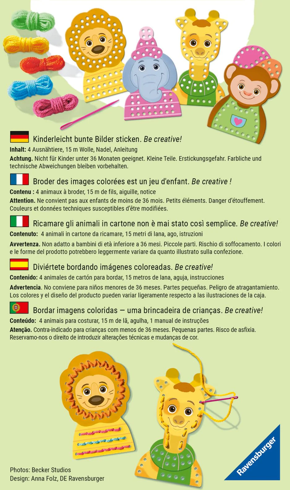 Ravensburger BeCreative Erstes Sticken - Bastelset für Kinder ab 4 Jahren, Erstes Sticken für Mädchen und Jungen - 25536 - Geburtstagsgeschenke, Deko selber basteln - Image 4