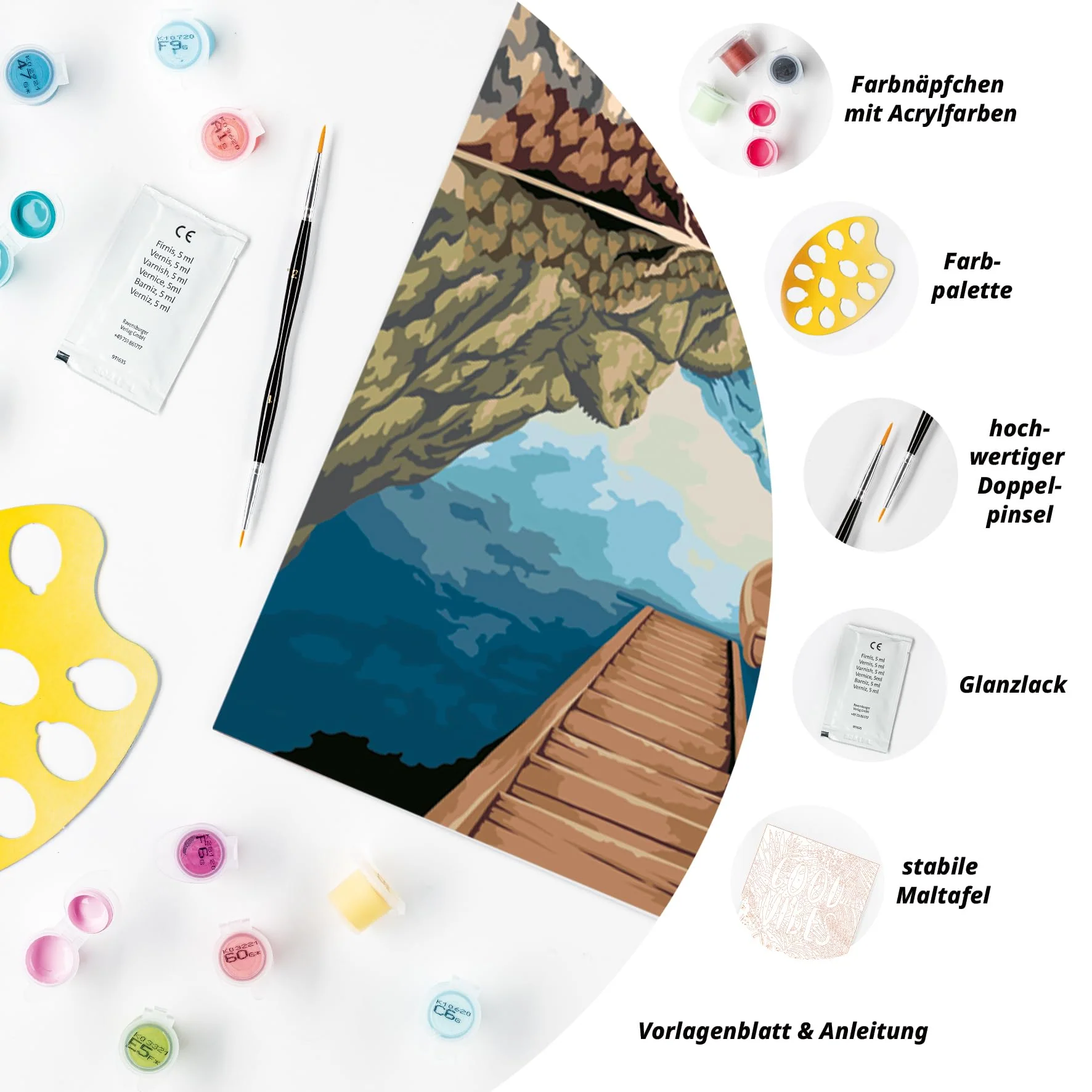Ravensburger CreArt 23612 - Seeblick - Malen nach Zahlen Erwachsene, DIY Malset mit Pinsel und Acrylfarben, Geschenk für Frauen und Männer, Malen für Erwachsene - Image 4
