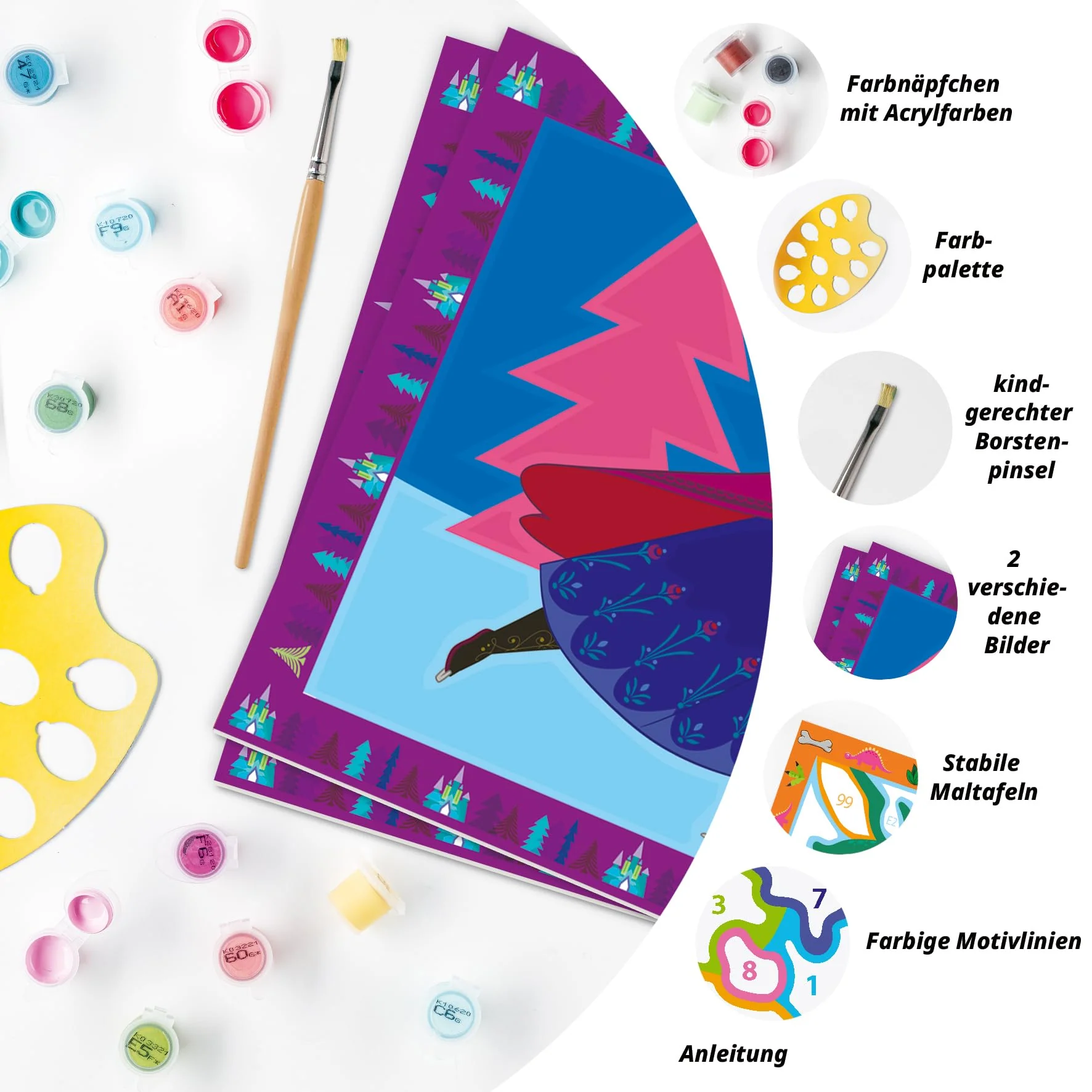Ravensburger CreArt 27771 - Eiskönigin - Malen nach Zahlen Disney Frozen für Kinder ab 5 Jahre, Malset mit Rahmen, Pinsel und Acrylfarben, Geschenk für Mädchen und Jungen - Image 4