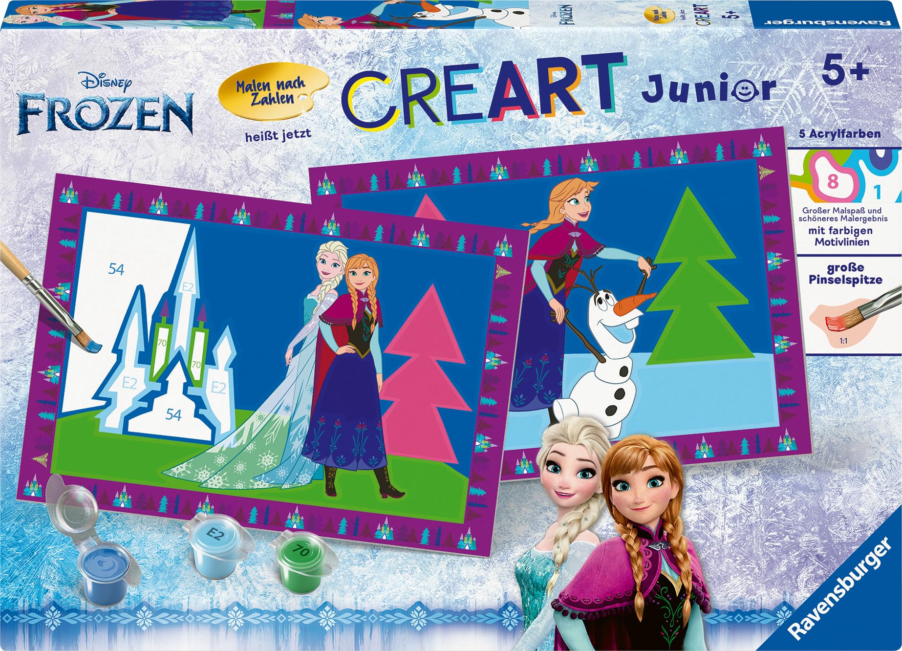 Ravensburger CreArt 27771 - Eiskönigin - Malen nach Zahlen Disney Frozen für Kinder ab 5 Jahre, Malset mit Rahmen, Pinsel und Acrylfarben, Geschenk für Mädchen und Jungen - Image 7