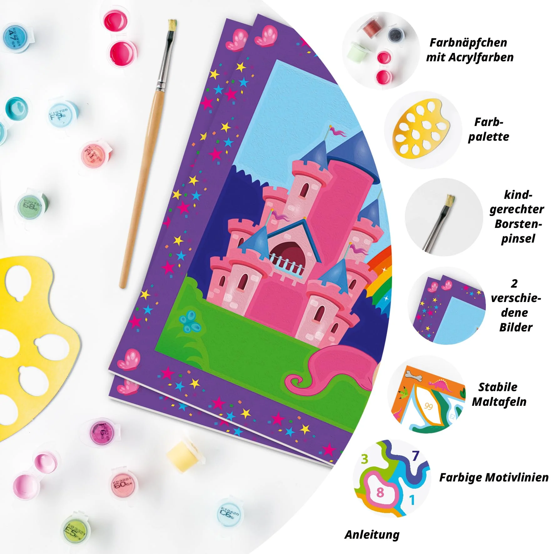 Ravensburger CreArt 27774 - Bunte Einhornwelt - Malen nach Zahlen Einhörner für Kinder ab 5 Jahre, Malset mit Rahmen, Pinsel und Acrylfarben, Geschenk für Mädchen und Jungen - Image 3