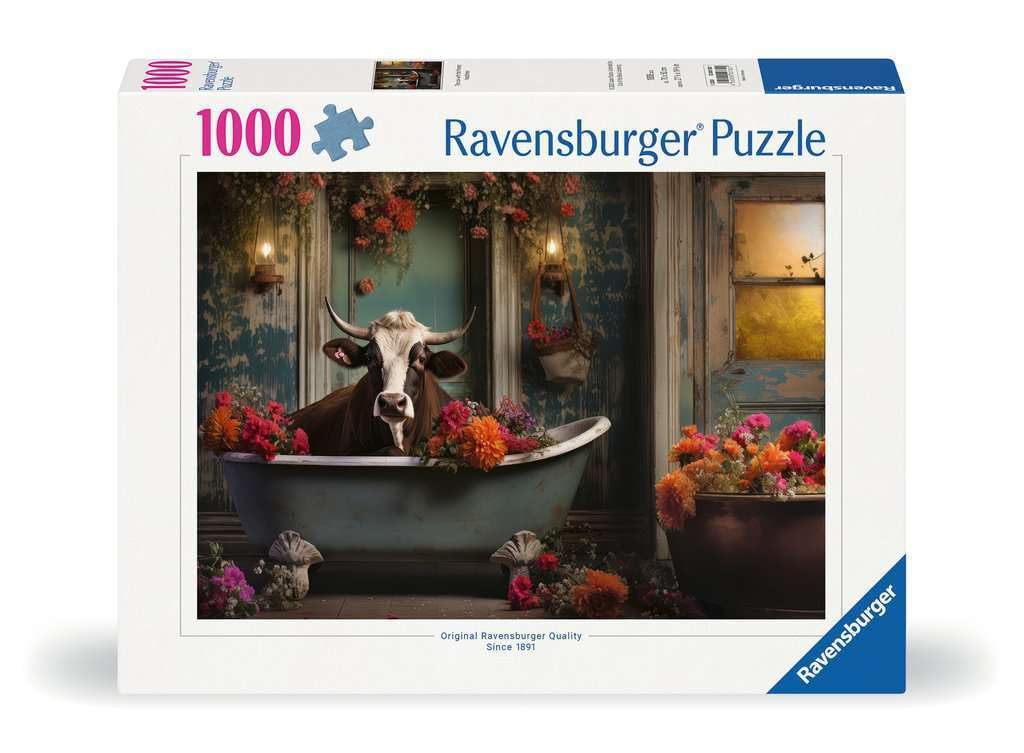 Ravensburger Puzzle 12000782 - Die Kuh in der Badewanne - 1000 Teile Puzzle für Erwachsene und Kinder ab 14 Jahren,