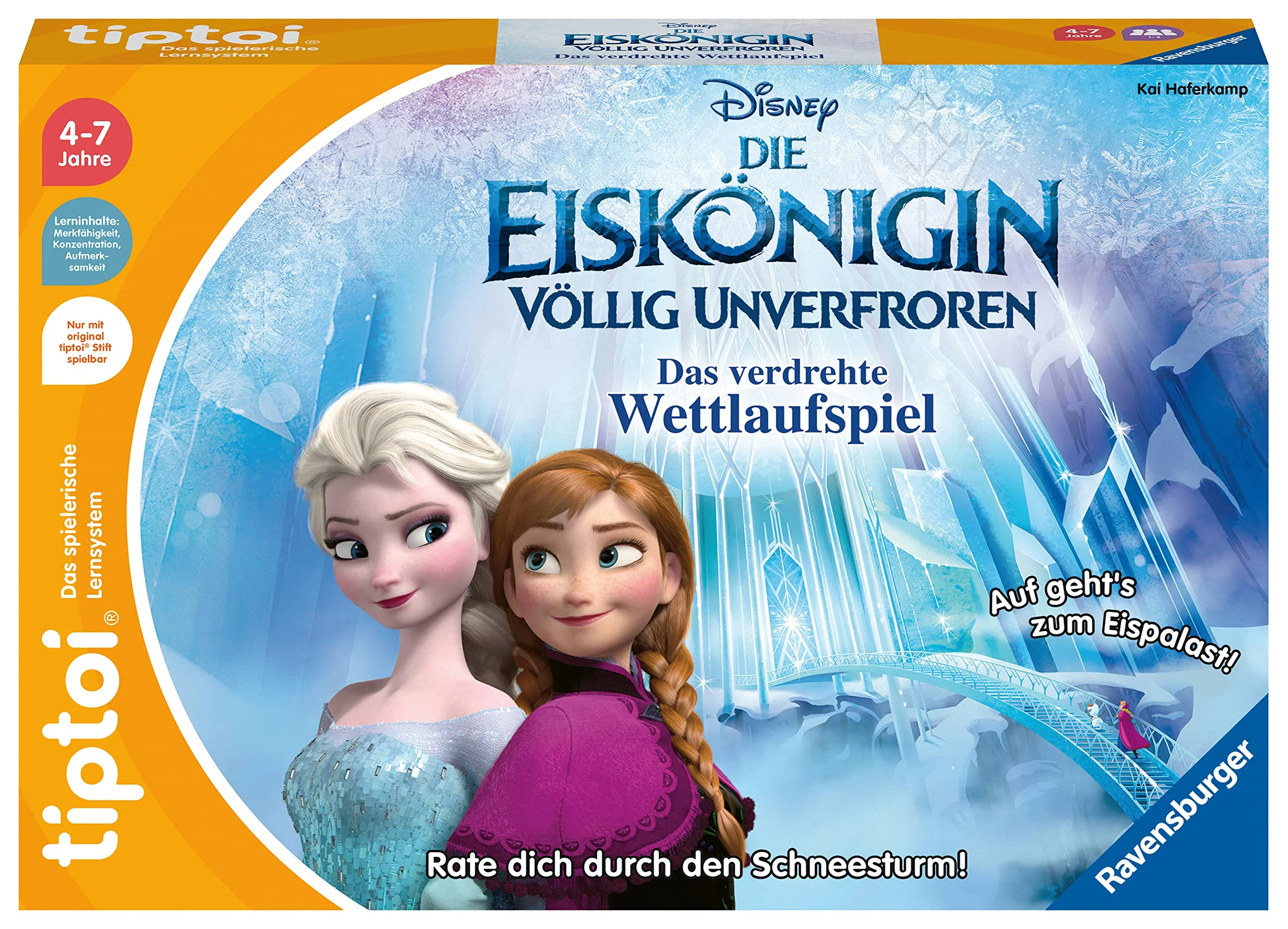 Ravensburger tiptoi Spiel 00116 - Disney Die Eiskönigin - Völlig Unverfroren: Das verdrehte Wettlaufspiel - EIN magisches Quiz-Spiel ab 4 Jahren