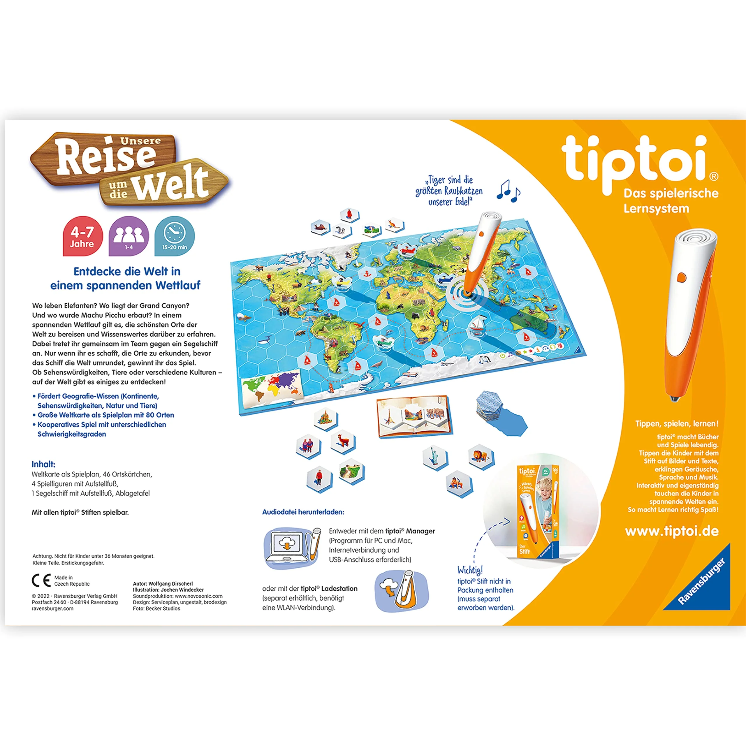 Ravensburger tiptoi Spiel 00117 Unsere Reise um die Welt - Lernspiel ab 4 Jahren, lehrreiches Geografiespiel für Jungen und Mädchen, für 1-4 Spieler - Image 9
