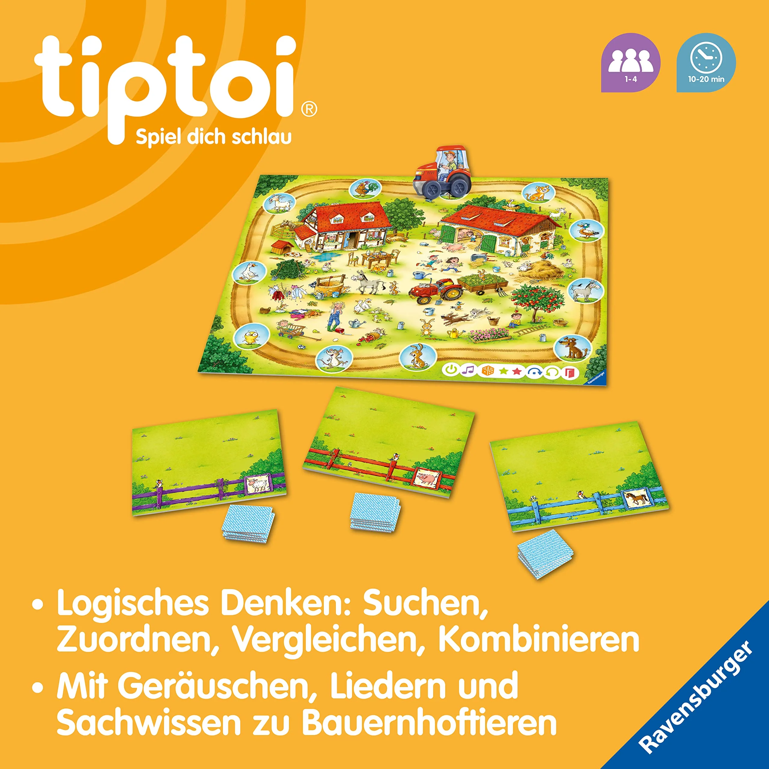 Ravensburger tiptoi Spiel 00125 Rätselspaß auf dem Bauernhof - Lernspiel ab 3 Jahren, lehrreiches Logikspiel für Jungen und Mädchen, für 1-4 Spieler - Image 6