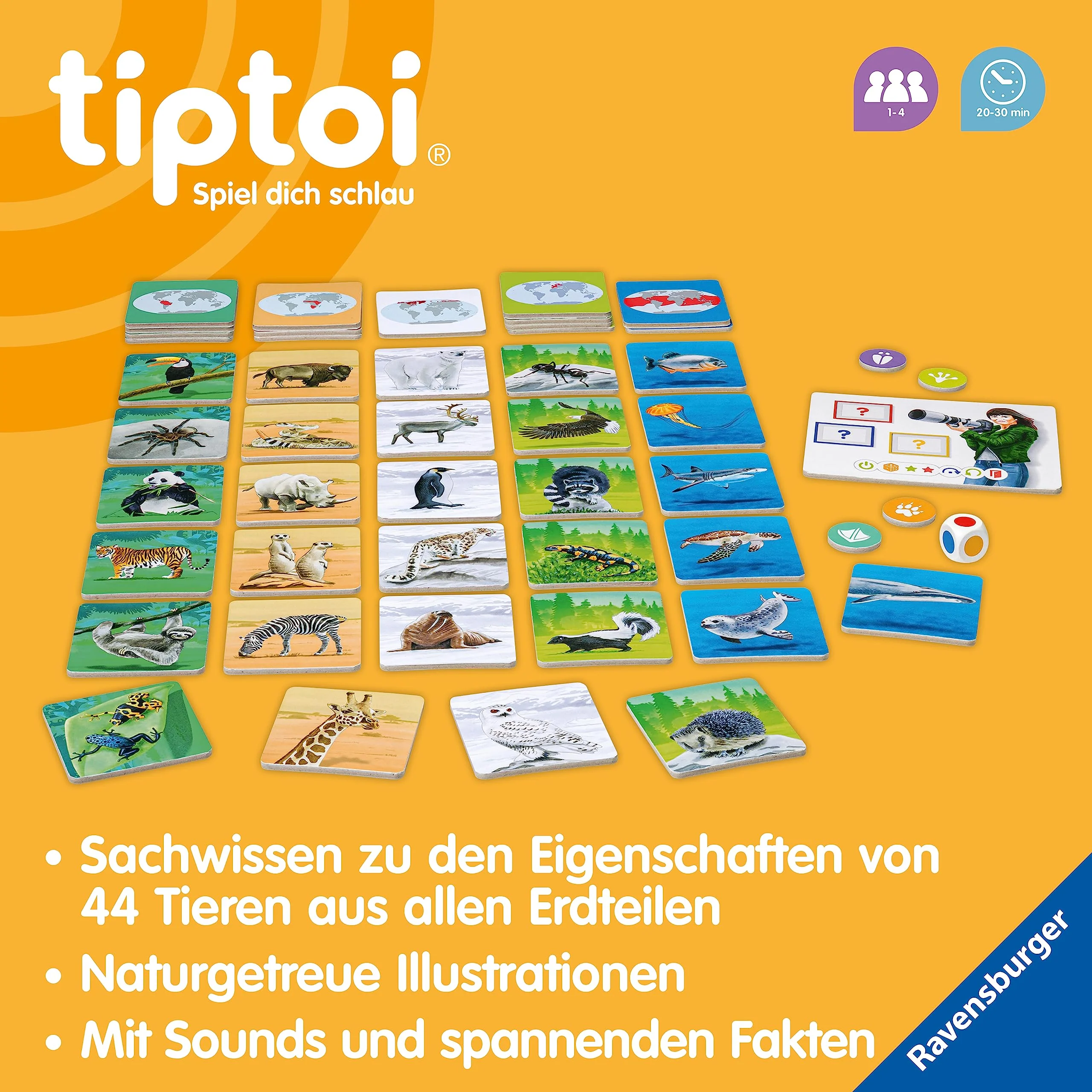 Ravensburger tiptoi Spiel 00171 Tiere der Welt, Erkenne die Tiere anhand ihrer Eigenschaften, Lernspiel für 1-4 Kinder von 4-8 Jahren - Image 6