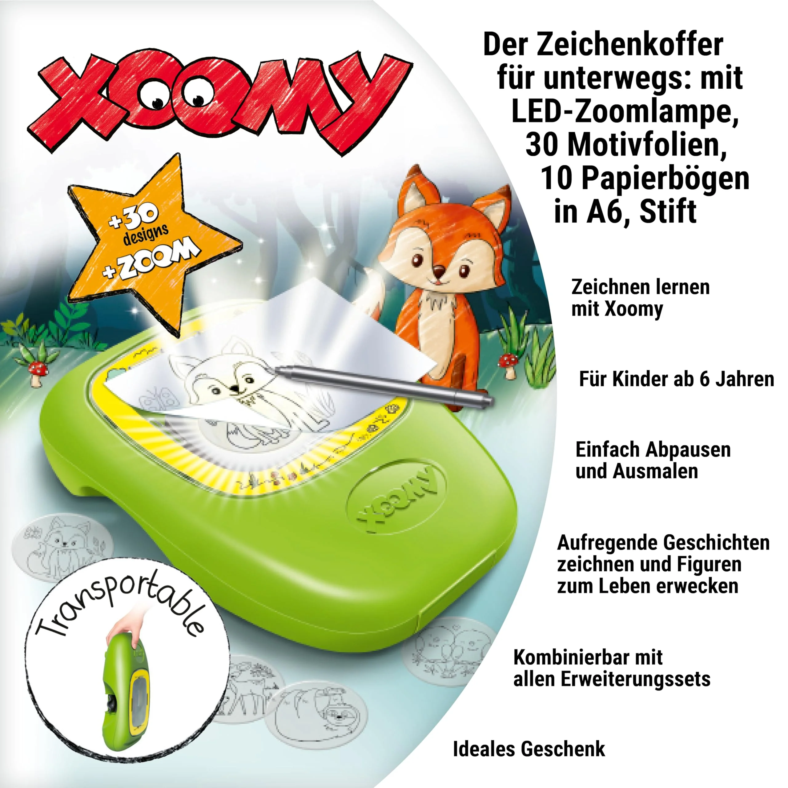 Ravensburger Xoomy Midi Cute Animals - Projektor zum Zeichnen süßer Tiere für Kinder ab 6 Jahren, kreatives Zeichnen und Malen für Mädchen und Jungen, 18445 - Image 6