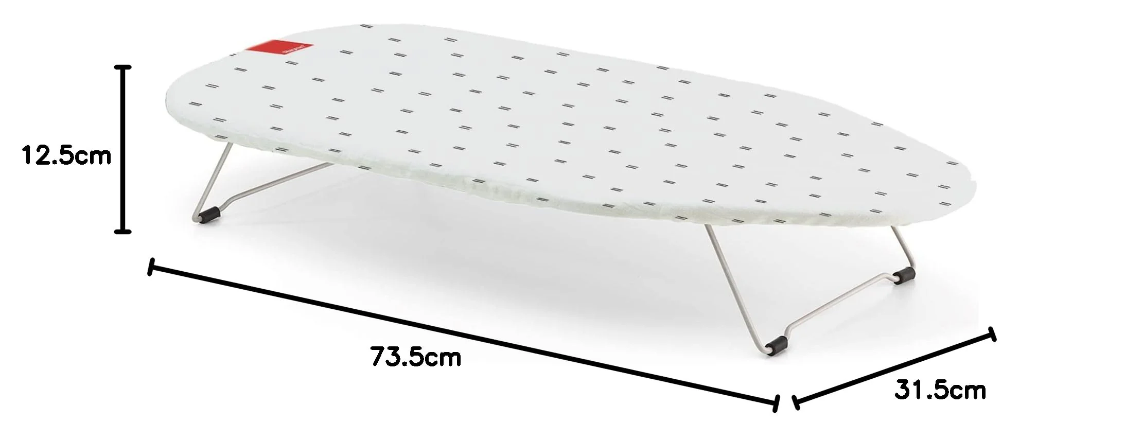 Rayen | Tischbügelbrett | Kompaktes Klappdesign | Mit Metallgitter | Aufhängbar | Bedruckt | Maße: 73,5 x 31,5 cm