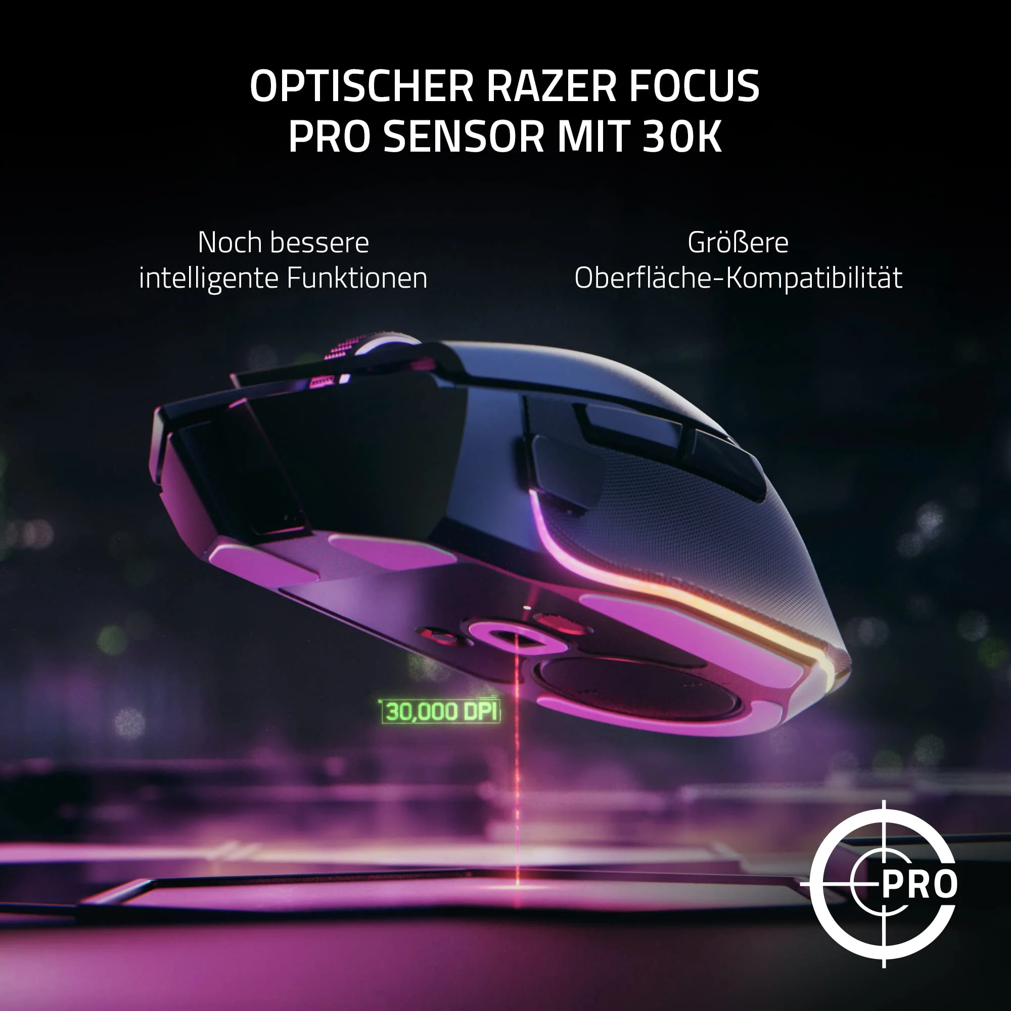 Razer Basilisk V3 Pro - Anpassbare kabellose Gaming-Maus HyperScroll Tilt Wheel (Focus Pro 30K Optischer Sensor, 13-Zonen Chroma-Beleuchtung, 10+1 Programmierbare Tasten) Schwarz - Image 5