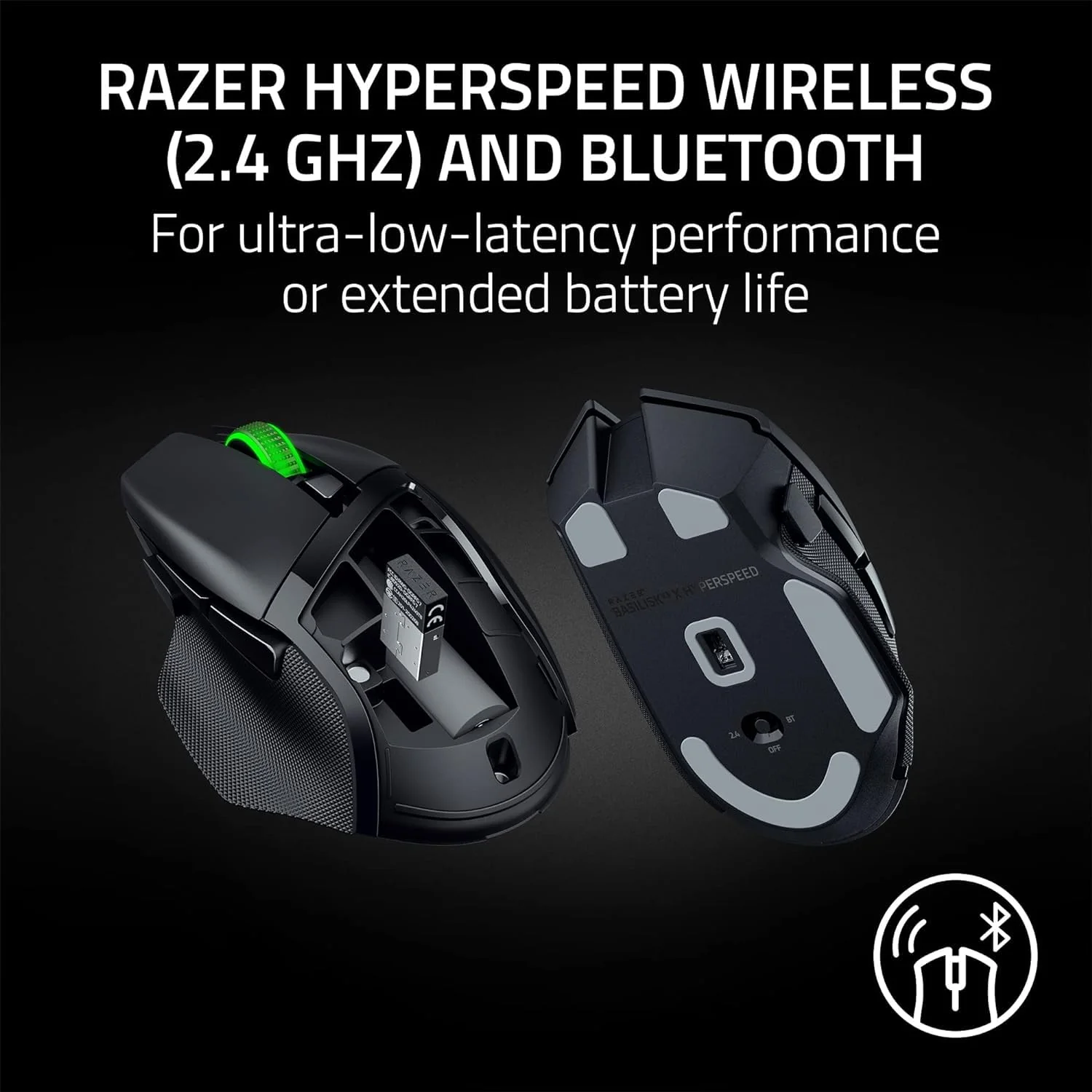 Razer Basilisk V3 X HyperSpeed - Anpassbare kabellose Gaming-Maus (Ergonomische Form mit 9 anpassbaren Bedienelementen, HyperSpeed Wireless, Bluetooth, 5G Advanced 18K Optical Sensor) Schwarz - Image 7