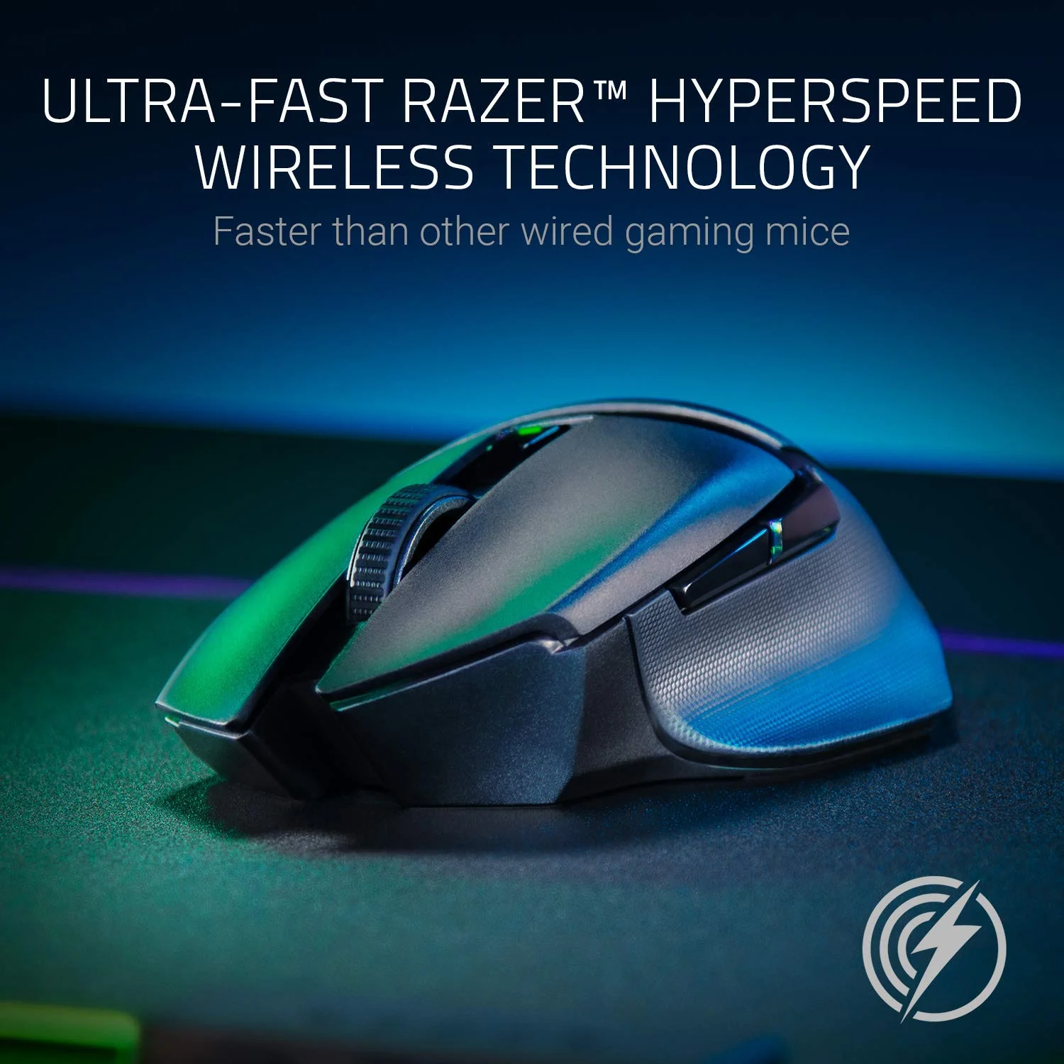 Razer Basilisk X Hyperspeed - Kabellose Gaming-Maus (Hyperspeed-Technologie, Fortschrittlicher optischer 5G-Sensor und 6 Konfigurierbare Tasten, Ultralange Batterieleistung) Schwarz - Image 2