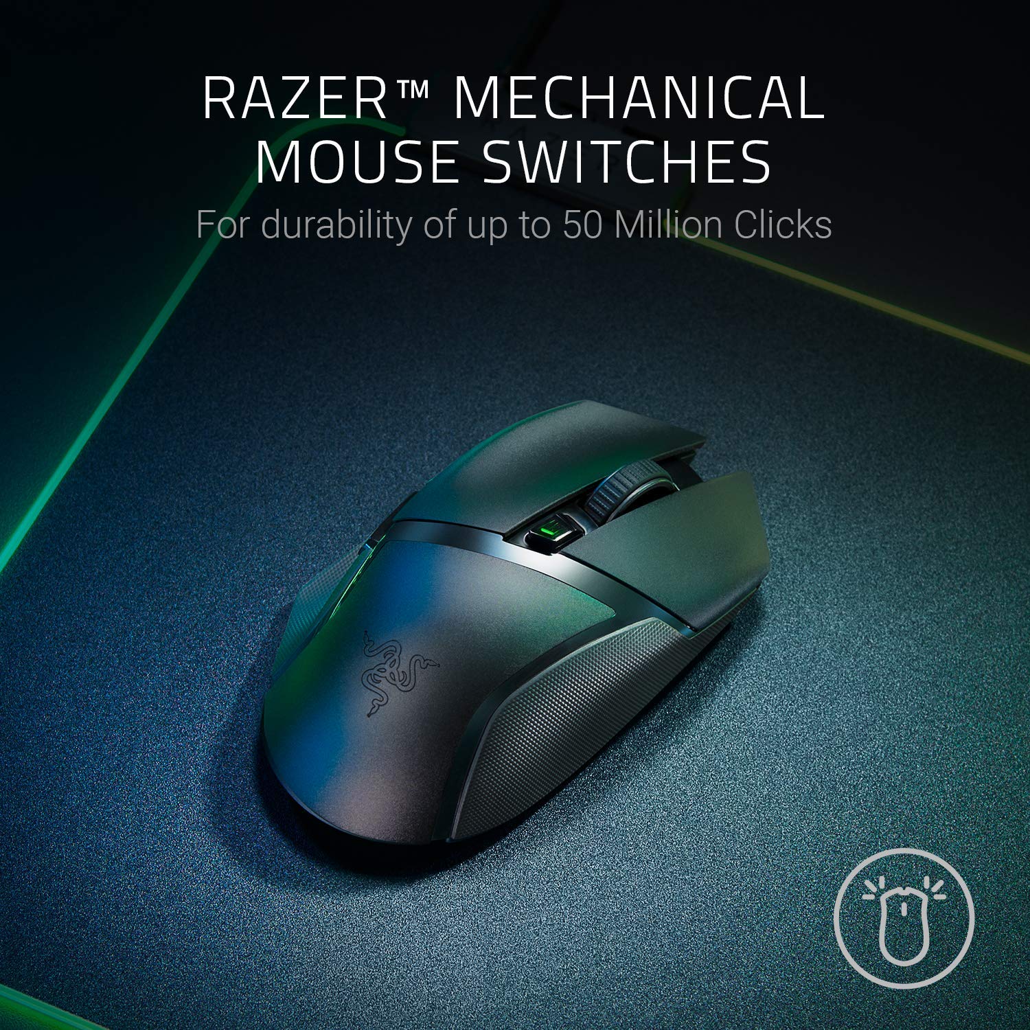 Razer Basilisk X Hyperspeed - Kabellose Gaming-Maus (Hyperspeed-Technologie, Fortschrittlicher optischer 5G-Sensor und 6 Konfigurierbare Tasten, Ultralange Batterieleistung) Schwarz - Image 4
