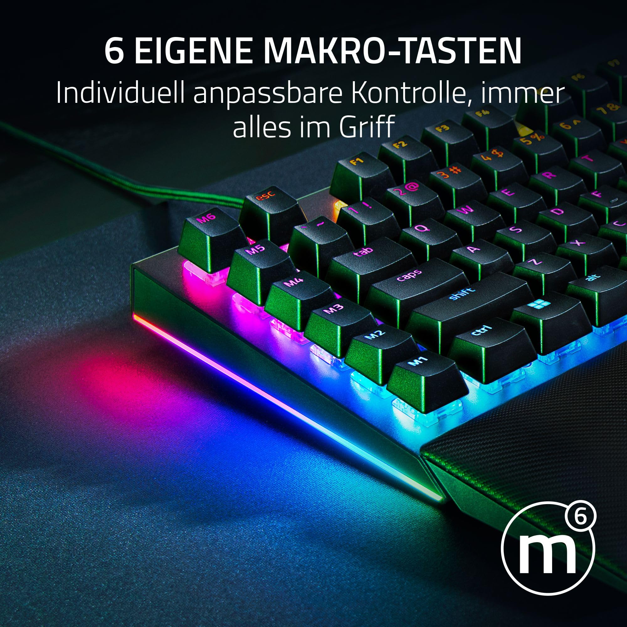 Razer BlackWidow V4 - Mechanische Gaming-Tastatur - Razer Snap Tap (Mechanische Yellow Switches, 6 Makro-Tasten, Doubleshot-ABS-Tastenkappen, Chroma RGB) QWERTZ DE-Layout | Schwarz - Image 4