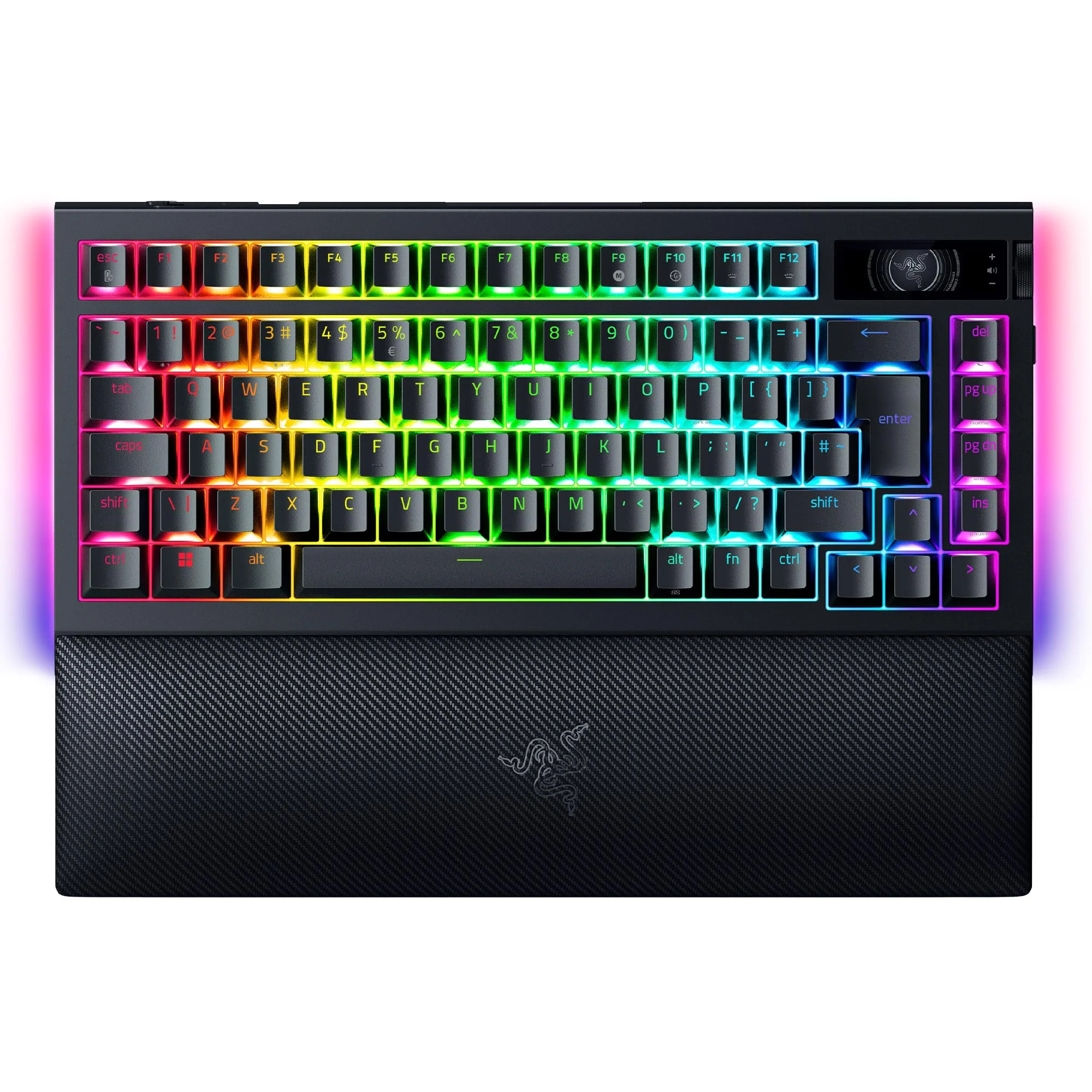 Razer BlackWidow V4 Pro 75% - Kabellose Hot-Swap-Gaming-Tastatur - OLED-Display (Befehlsrad, 4K Hz & Bluetooth-Konnektivität, magnetische Handballenauflage) ISO US-Layout | Schwarz - Image 2