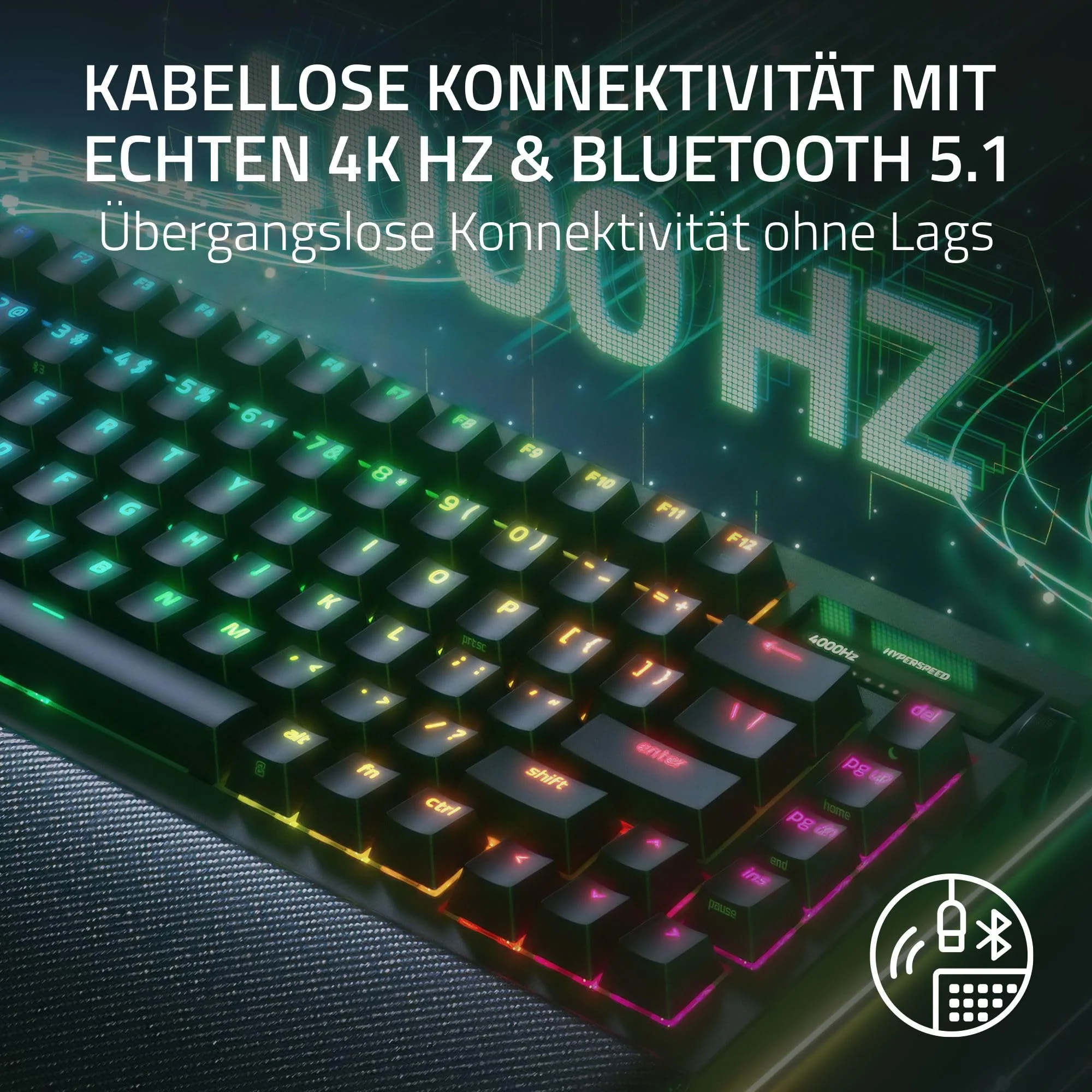 Razer BlackWidow V4 Pro 75% - Kabellose Hot-Swap-Gaming-Tastatur - OLED-Display (Befehlsrad, 4K Hz & Bluetooth-Konnektivität, magnetische Handballenauflage) ISO US-Layout | Schwarz - Image 4