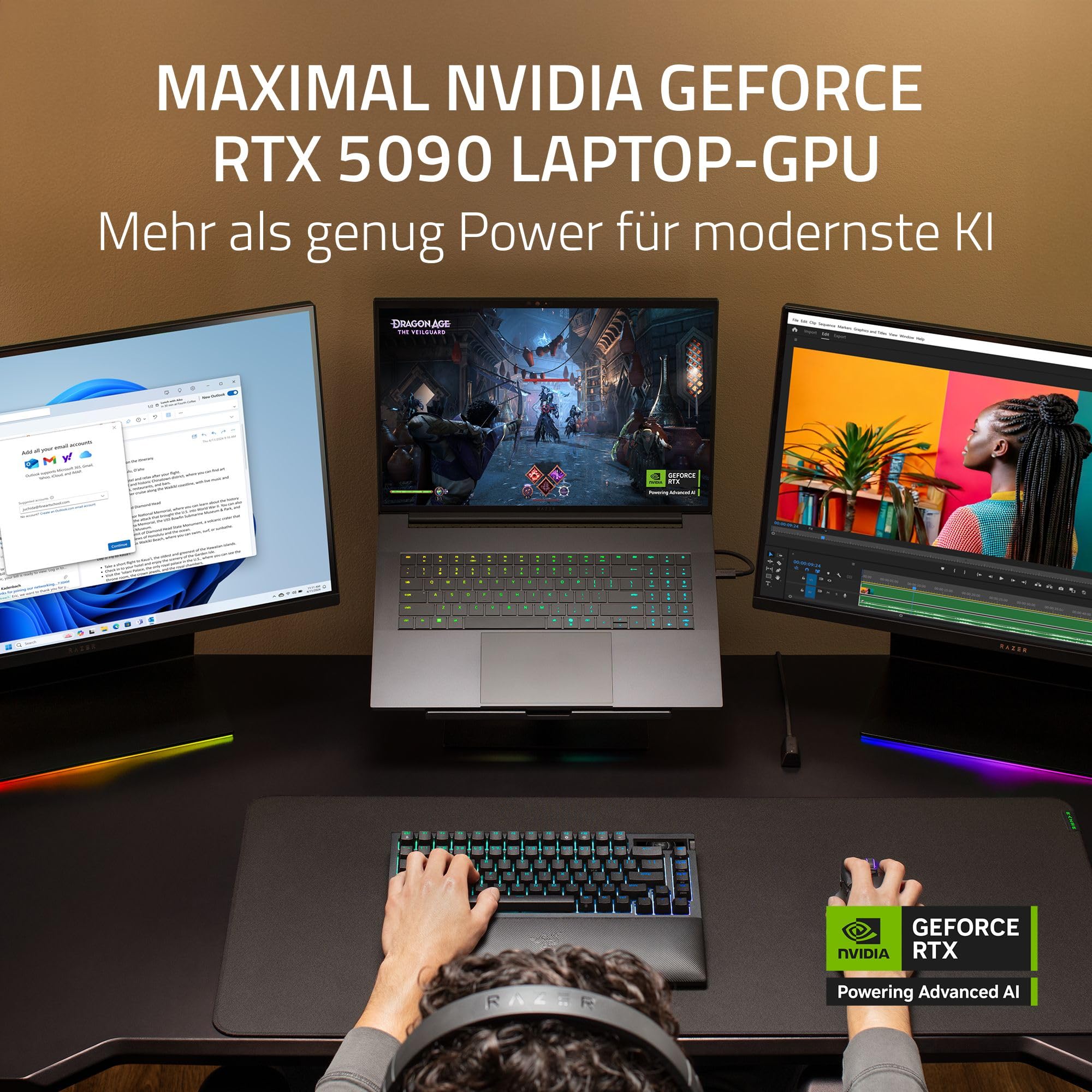 Razer Blade 18 (2025) - 18 Zoll Gaming-Laptop - NVIDIA GeForce RTX 5090 - Intel Core Ultra 9 275HX - 18" Dual Display UHD+ 240Hz - FHD+ 440Hz - 32GB DDR5-2TB SSD - QWERTZ DE-Layout | Schwarz - Image 10