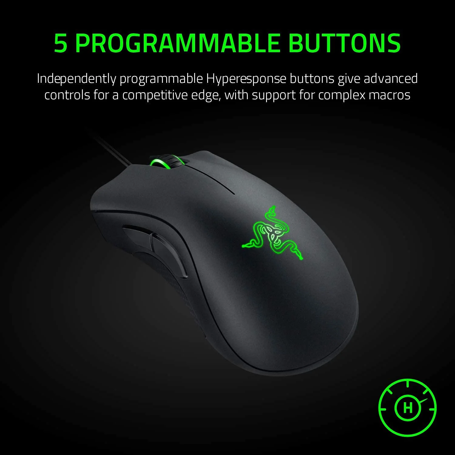 Razer DeathAdder Essential Gaming-Maus, optischer Sensor, 6400 DPI, 5 programmierbare Tasten, mechanische Schalter, gummierte Seitengriffe, klassisches Schwarz - Image 2