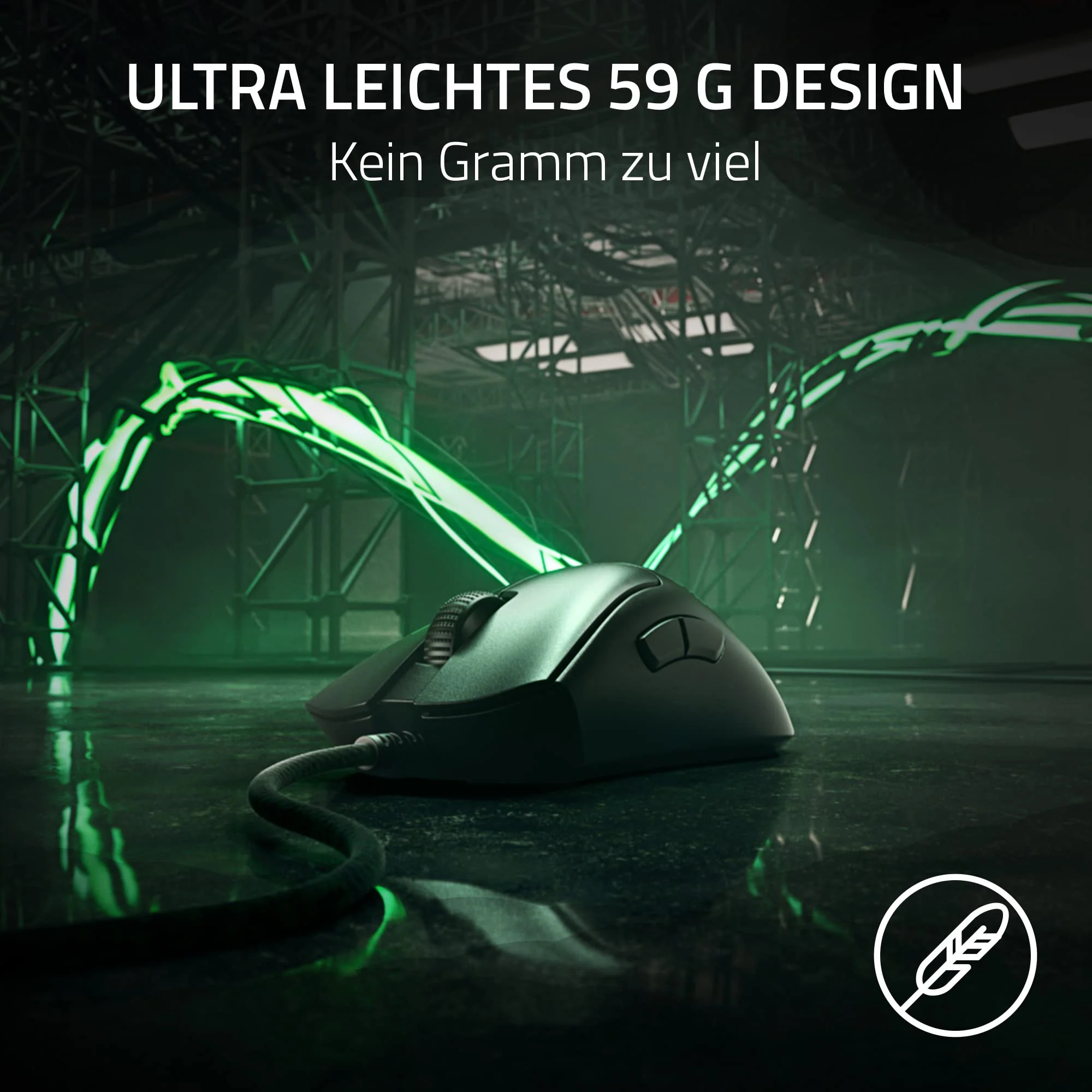 Razer DeathAdder V3 - Ergonomische Esports Maus (59g leichtes Design, Form, 30K optischer Sensor, optische Mausschalter Gen-3, 8000Hz HyperPolling Technologie, Speedflex Kabel) Schwarz - Image 3