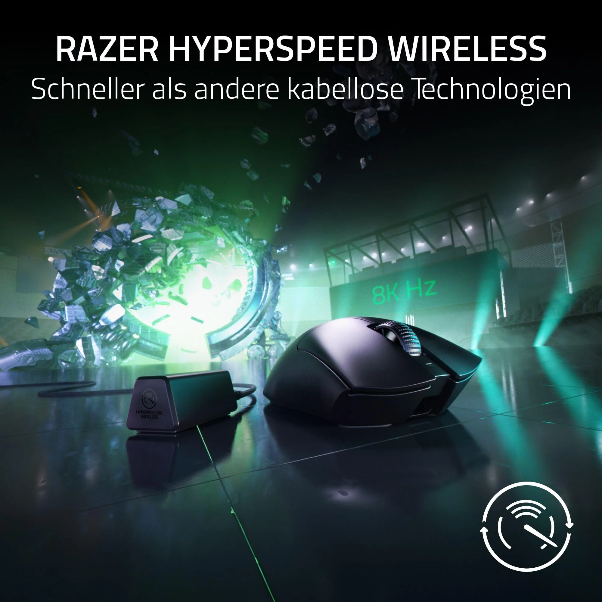 Razer DeathAdder V3 Pro + HyperPolling Wireless-Adapter - Ultra leichte E-Sport-Maus mit echten 8K Hz kabelloser Abtastrate (63 gr, Optischer Focus Pro 30K, Optische Switches 3. Gen) Schwarz - Image 6