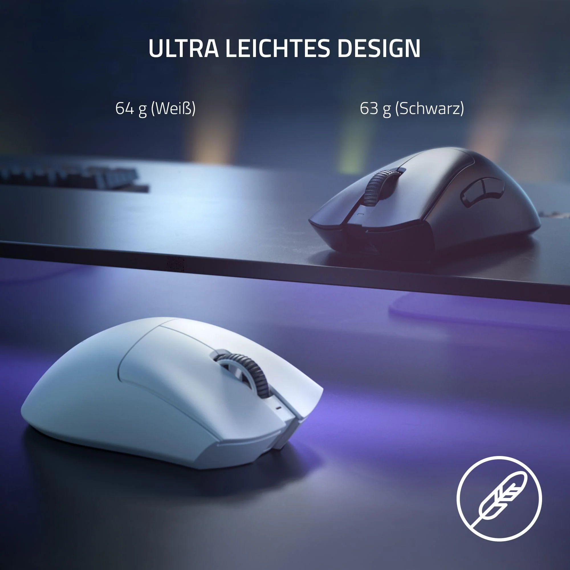 Razer DeathAdder V3 Pro - Leichte kabellose Ergonomische Esports-Maus (64g Leichtes Design, Focus Pro 30K Optischer Sensor, Mausschalter Gen-3, HyperSpeed Wireless) Weiß - Image 5