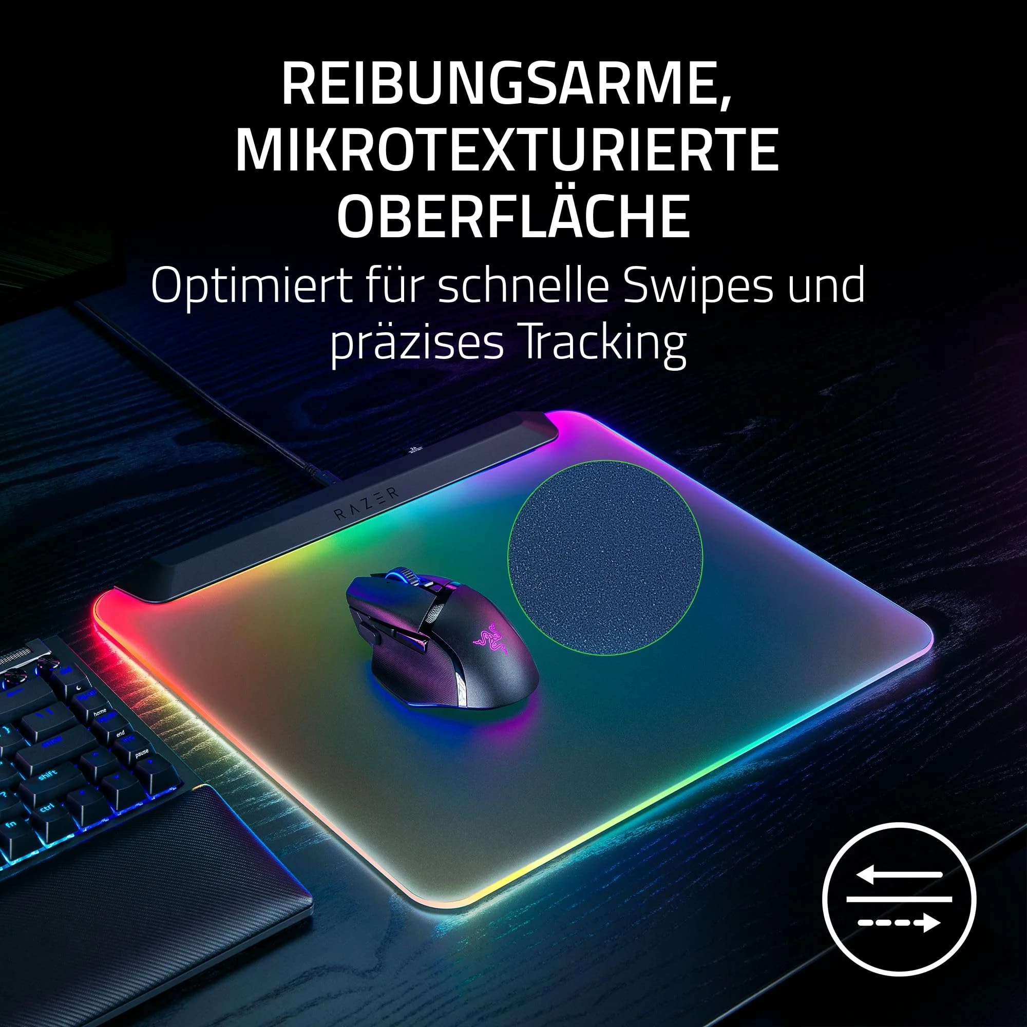 Razer Firefly V2 Pro - RGB-hintergrundbeleuchtete Gaming-Mausmatte - integrierter USB-Anschluss (15-Zonen-LED-Beleuchtung, mikrogeätzte Oberfläche für optimales Tracking, USB-C Kabel) Schwarz - Image 3