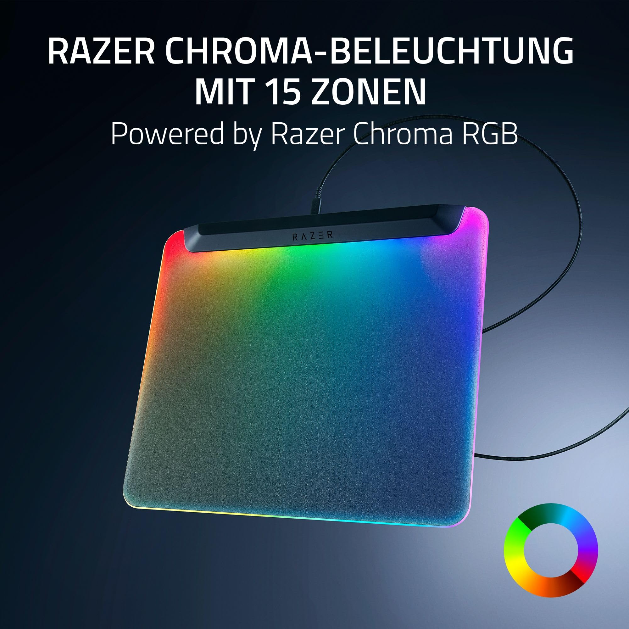 Razer Firefly V2 Pro - RGB-hintergrundbeleuchtete Gaming-Mausmatte - integrierter USB-Anschluss (15-Zonen-LED-Beleuchtung, mikrogeätzte Oberfläche für optimales Tracking, USB-C Kabel) Schwarz - Image 4