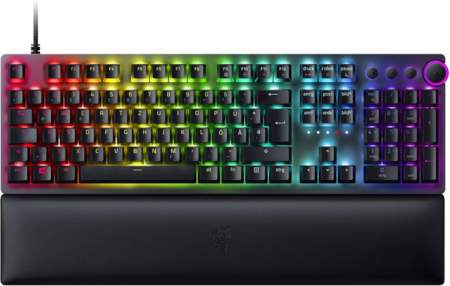 Razer Huntsman V2 (Purple Switch) - Praktisch latenzfreie optische Gaming-Tastatur (Handballenauflage, 4 Medientasten, Doubleshot PBT-Tastenkappen) QWERTZ DE-Layout | Schwarz - Image 4