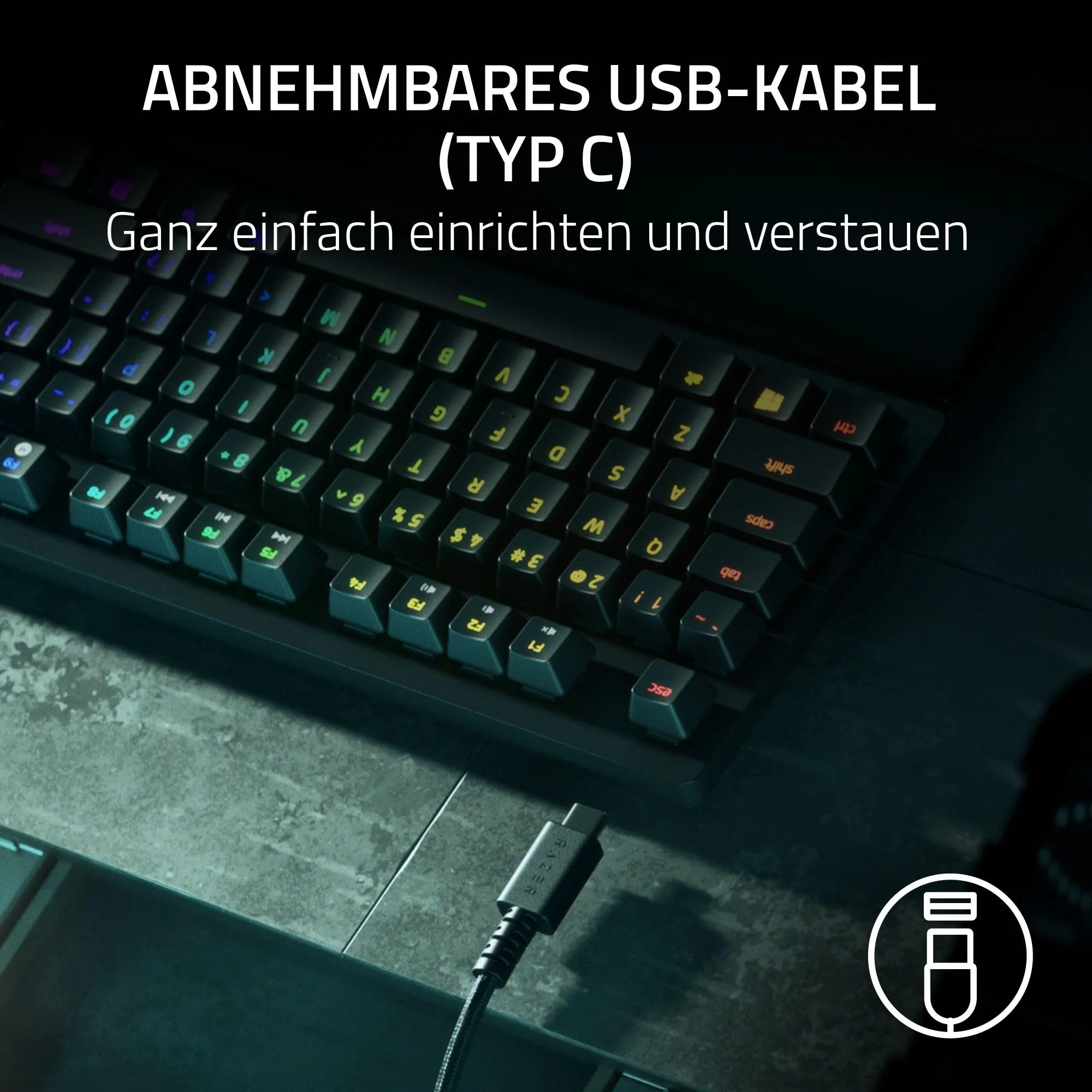Razer Huntsman V2 Tenkeyless (Red Switch) - Optische Gaming-Tastatur ohne Ziffernblock (Lineare Optische Switches, Doubleshot PBT-Tastenkappen, Handballenauflage) QWERTZ DE-Layout | Schwarz - Image 8