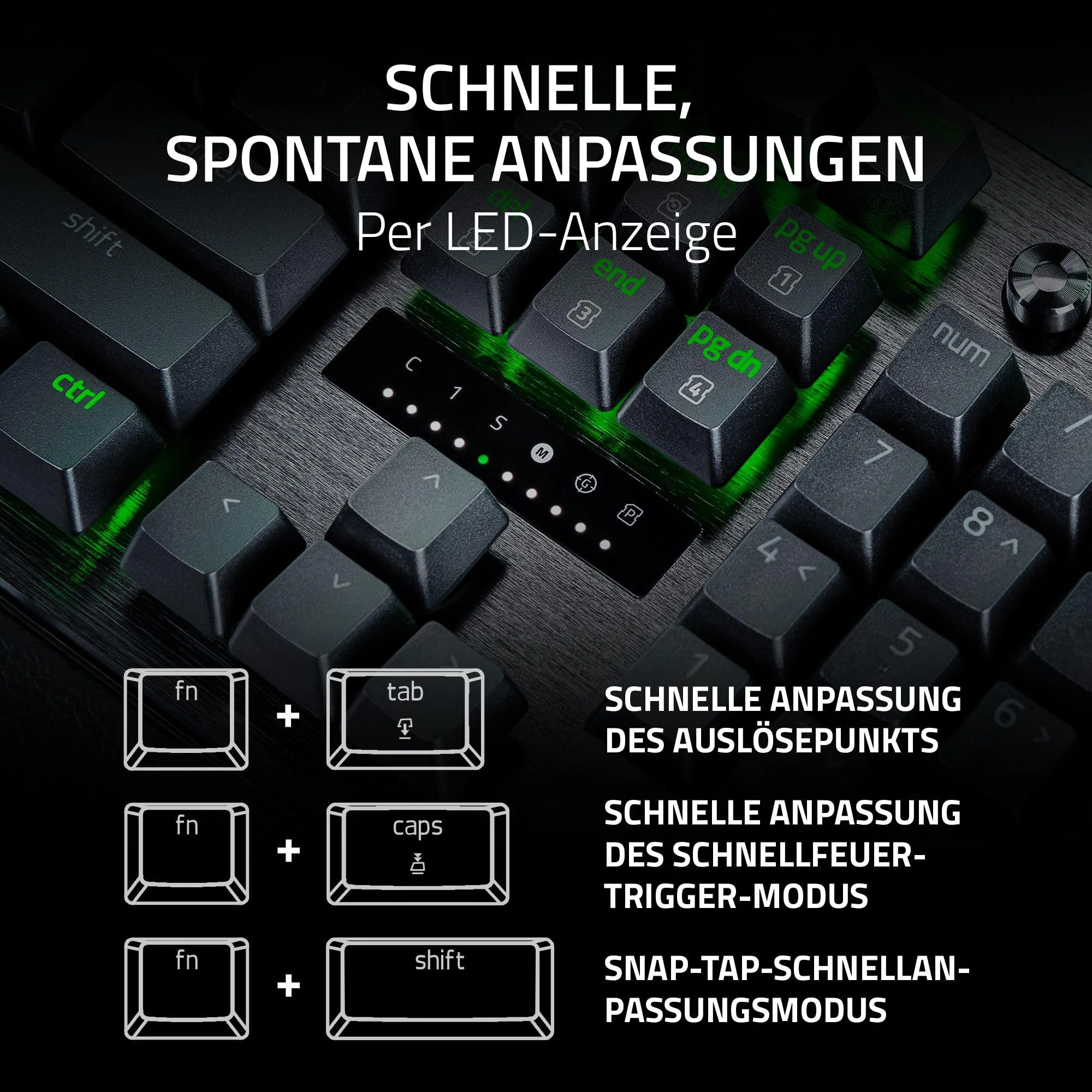 Razer Huntsman V3 Pro - Analoges optisches E-Sport-Keyboard Snap Tap & Rapid Trigger (Schnellfeuer-Modus, Multifunktionaler Drehregler, Doubleshot-PBT-Tastenkappen) DE-Layout | Schwarz - Image 5