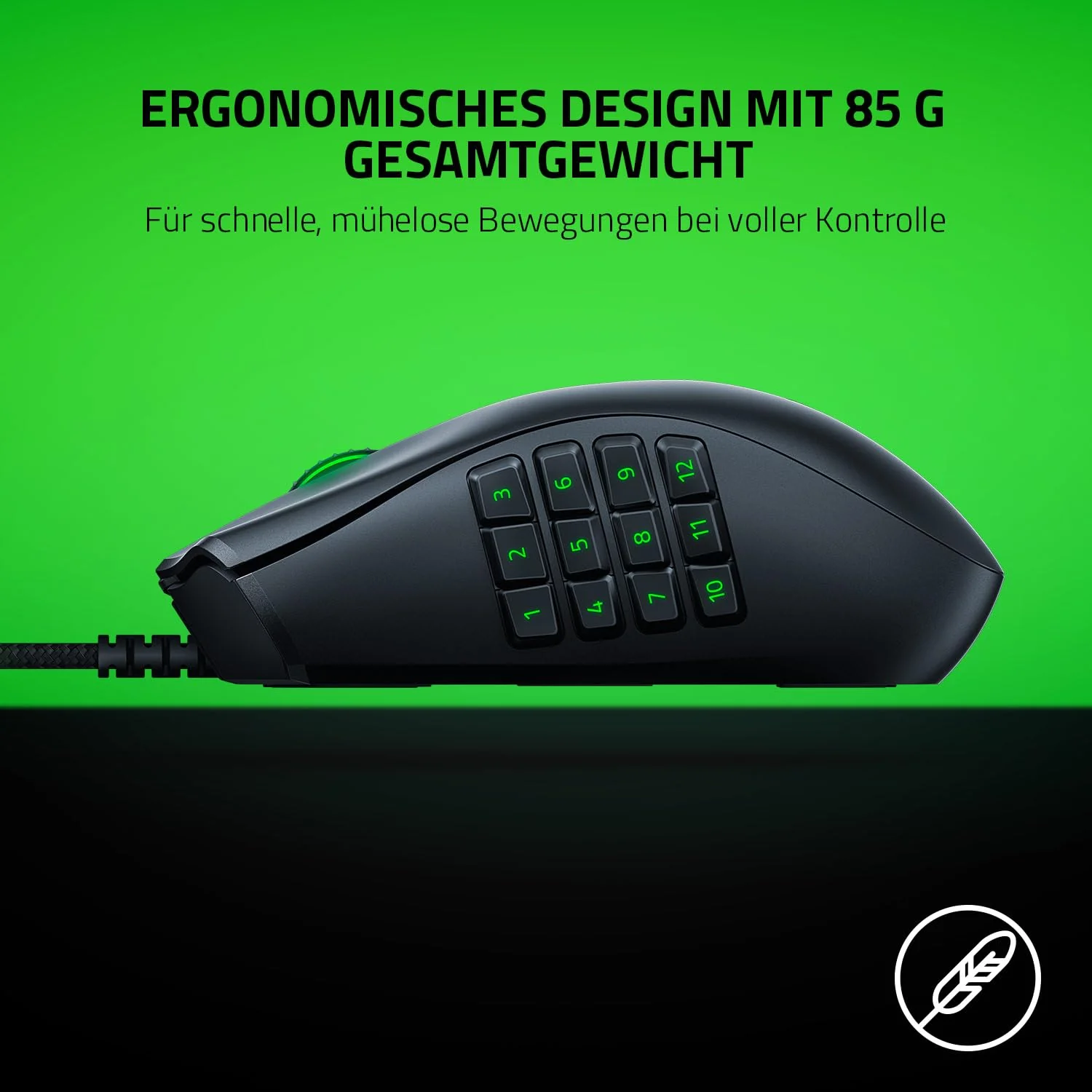 Razer Naga X - Kabelgebundene Gaming Maus mit 16 programmierbaren Tasten für PC/Mac (Optische Maus Switches, optischer 5G-Sensor, Speedflex-Kabel, Chroma RGB Beleuchtung) Schwarz - Image 5