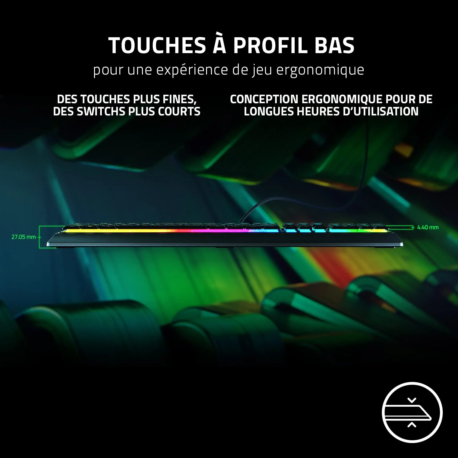 Razer Ornata V3 Mechanische Gaming-Tastatur, RGB-Chroma, Handballenauflage, AZERTY-Tastatur - Image 5