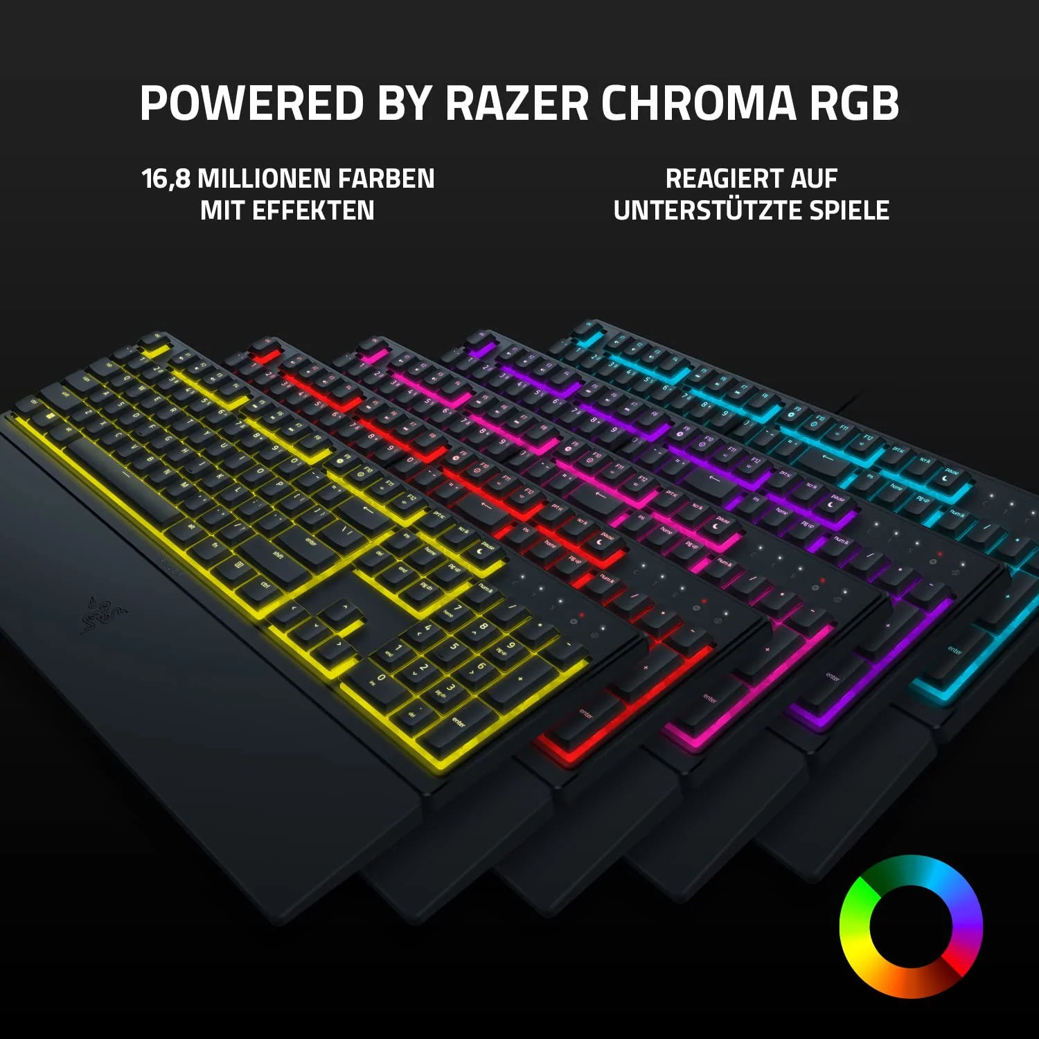 Razer Ornata V3 X - Flache Membran-Tastatur mit Chroma RGB (Lautlose Membran-Switches, Ergonomische Handballenauflage, Tastenkappen Anti-UV-Beschichtun) QWERTZ DE-Layout | Schwarz - Image 2