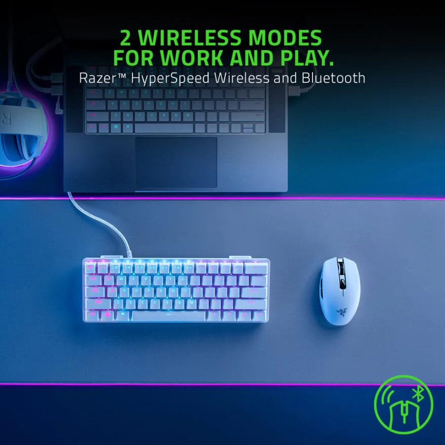 Razer Orochi V2 Mercury - Mobile kabellose Gaming-Maus mit bis zu 950 Stunden Batterie-Laufzeit (Ultra leichtes Design, 2 kabellose Modi, Mechanische Maus-Switches) Weiß - Image 3