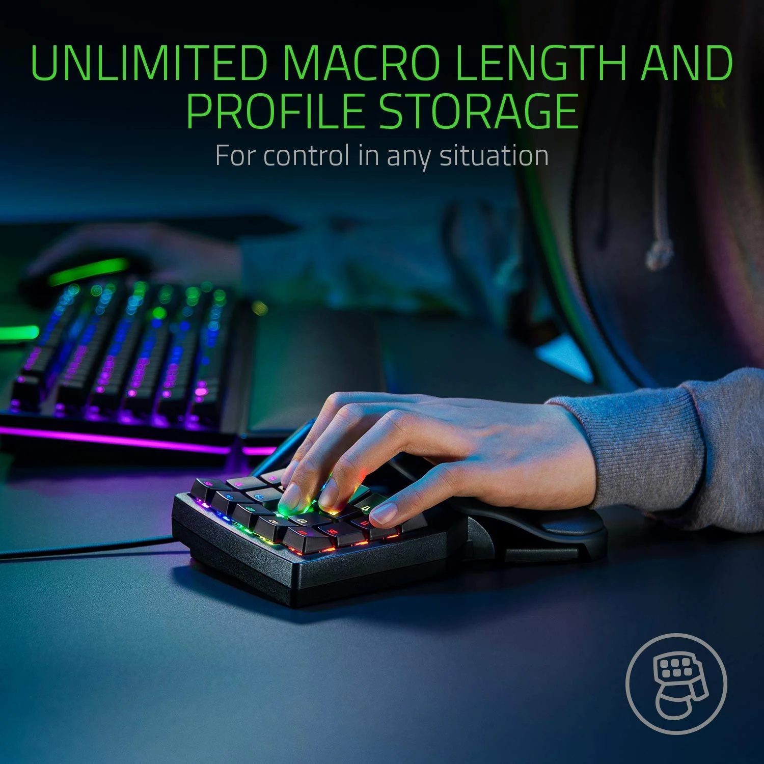 Razer Tartarus Pro - Gaming Keypad (Gamepad mit analog-optischen Tasten, 32 programmierbare Tasten, anpassbarer Auslösepunkt, Profile, Handballenauflage, Rapid Trigger) Schwarz - Image 5