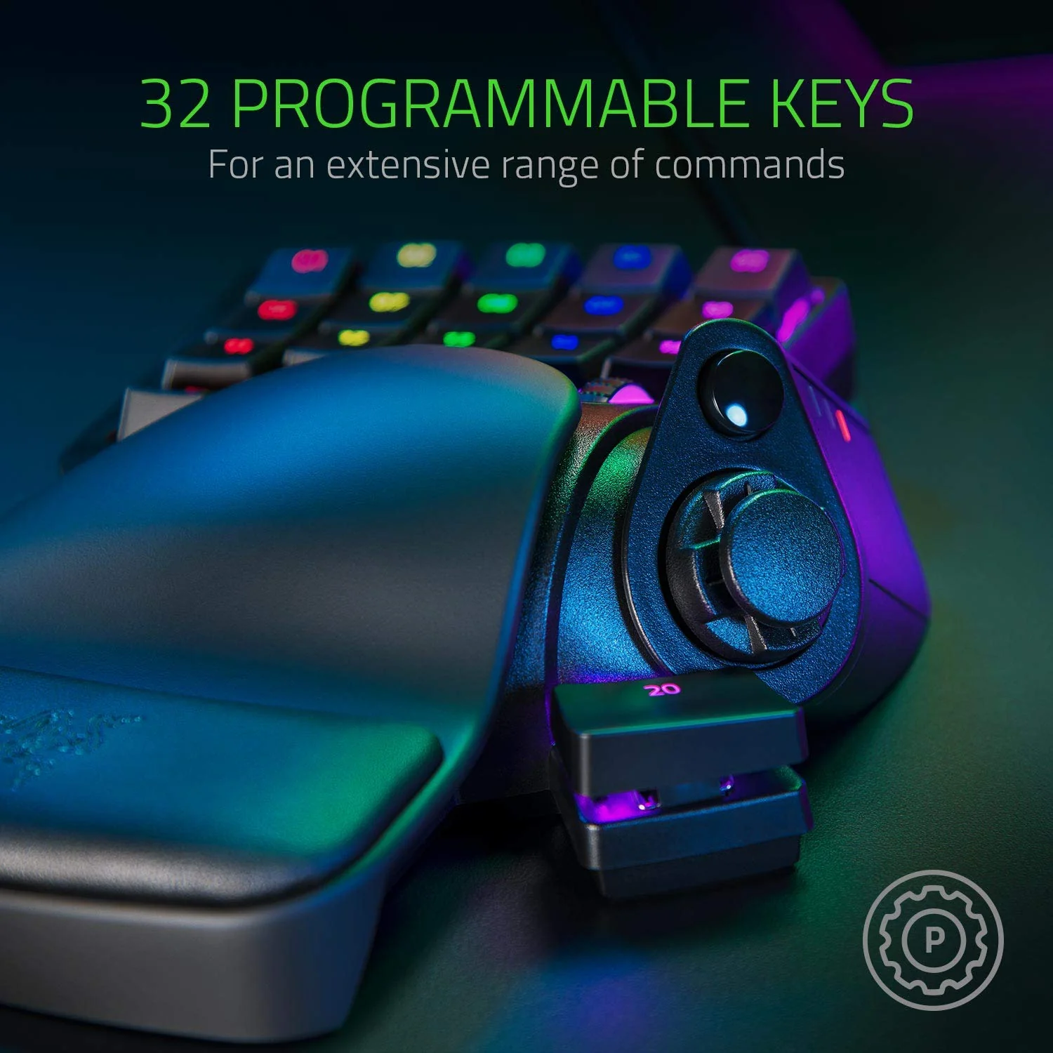Razer Tartarus Pro - Gaming Keypad (Gamepad mit analog-optischen Tasten, 32 programmierbare Tasten, anpassbarer Auslösepunkt, Profile, Handballenauflage, Rapid Trigger) Schwarz - Image 6