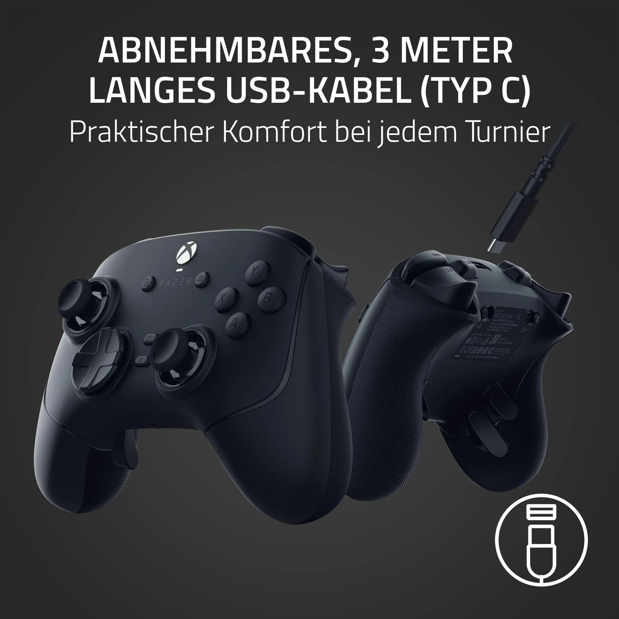 Razer Wolverine V3 Tournament Edition - Kabelgebundener Esports Controller für Xbox X|S & PC (Mecha Tactile Action Buttons, Pro HyperTriggers, 8-Wege D-Pad, 3m USB-C Kabel) Schwarz
