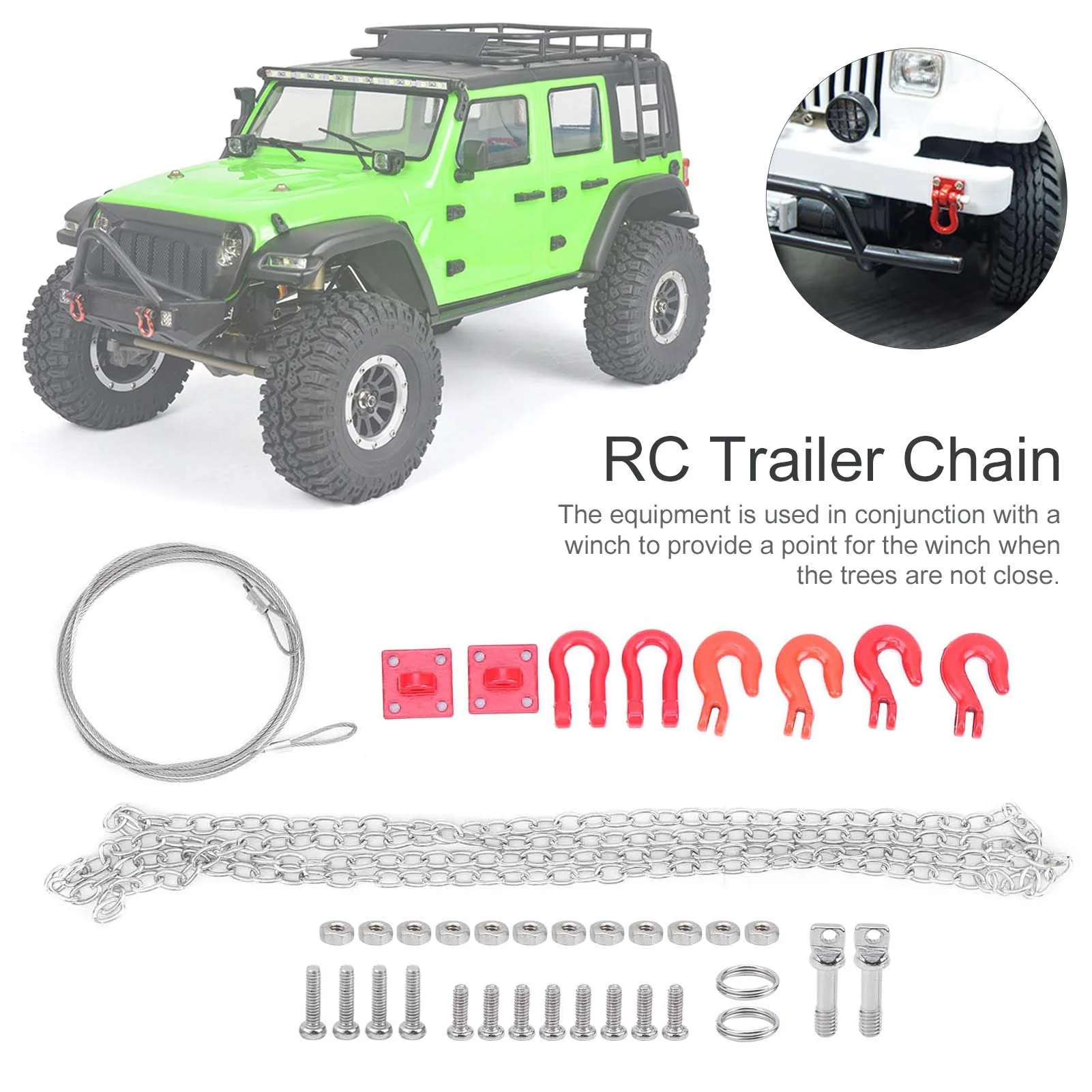 RC Car Universal Schnallenanhänger Kettenanhänger Seil RC Auto Kette RC Abschlepphaken Set RC Modell Auto Zubehör für RC Car Climbing Crawler - Image 8