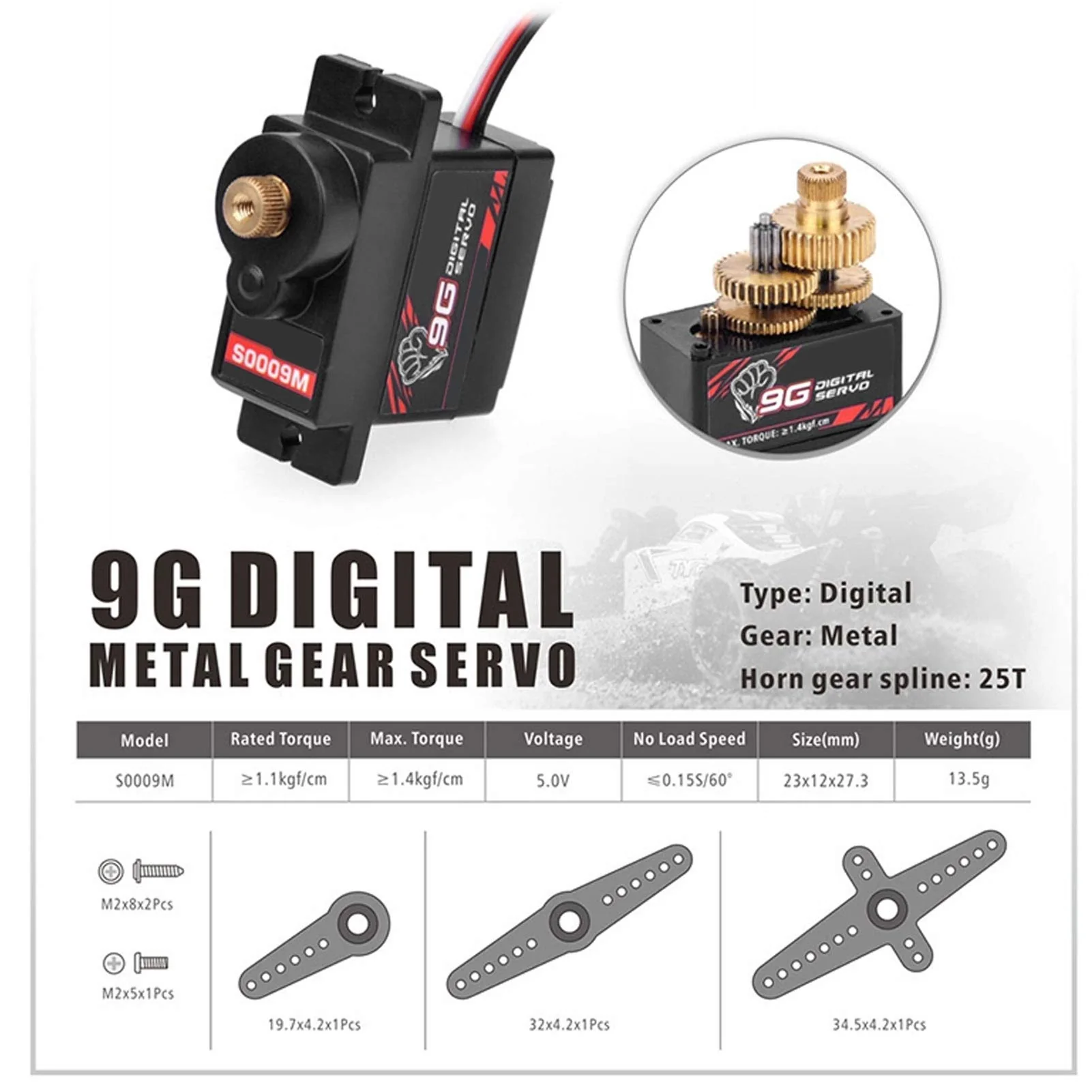 RC Digital Servo, 9g Metallgetriebe Servo für 1/24 RC Flugzeug und Modellbau - Präzisions Servo für Flugmodelle - Image 6
