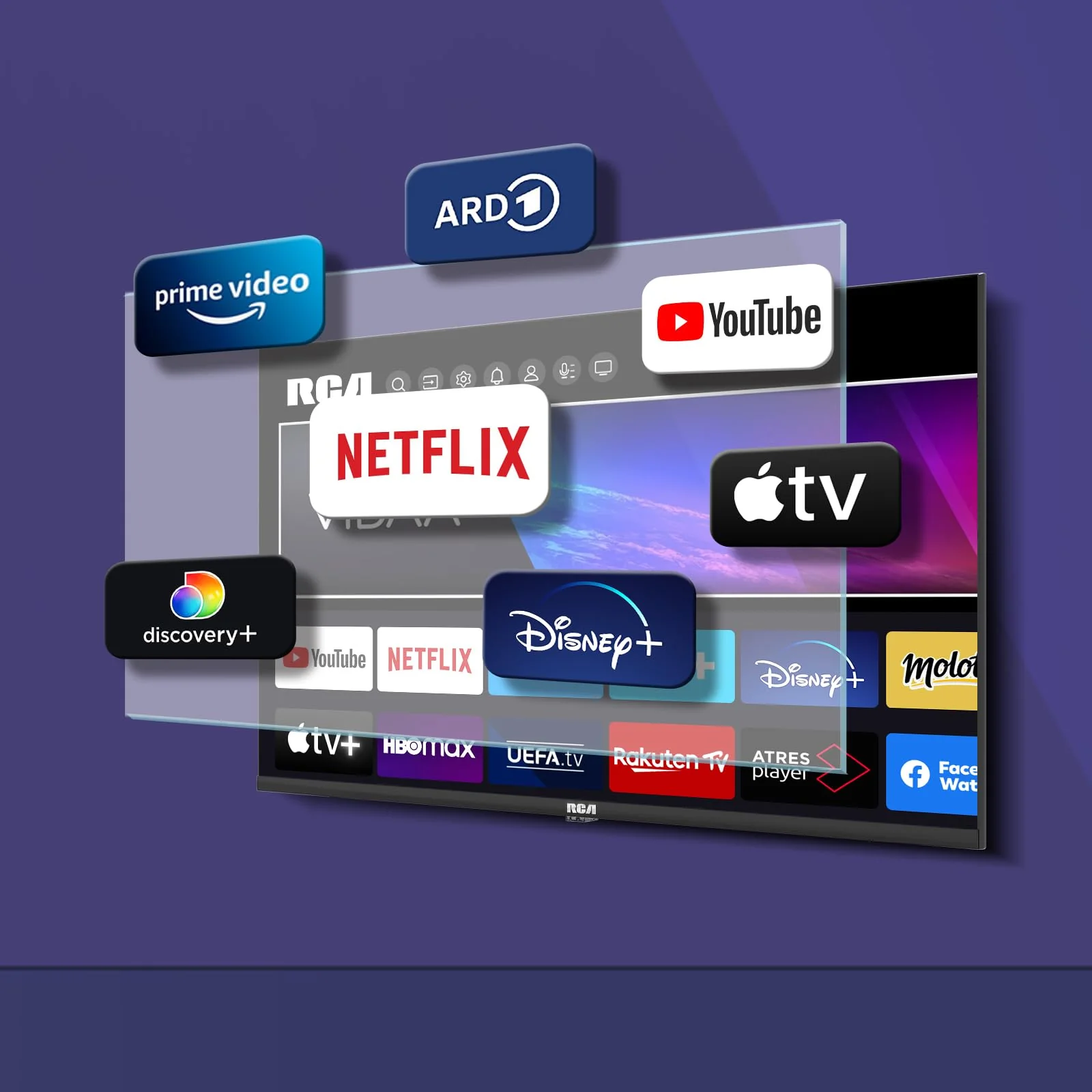 RCA VRS32HQ1 Smart TV 32 Zoll (80cm) HD LED Fernseher mit WLAN, Triple Tuner (DVB-T/T2, DVB-C, DVB-S/S2), App Store, HDMI, USB, CI/CI+, Netflix, YouTube und mehr [RVSmart 2024] - Image 10