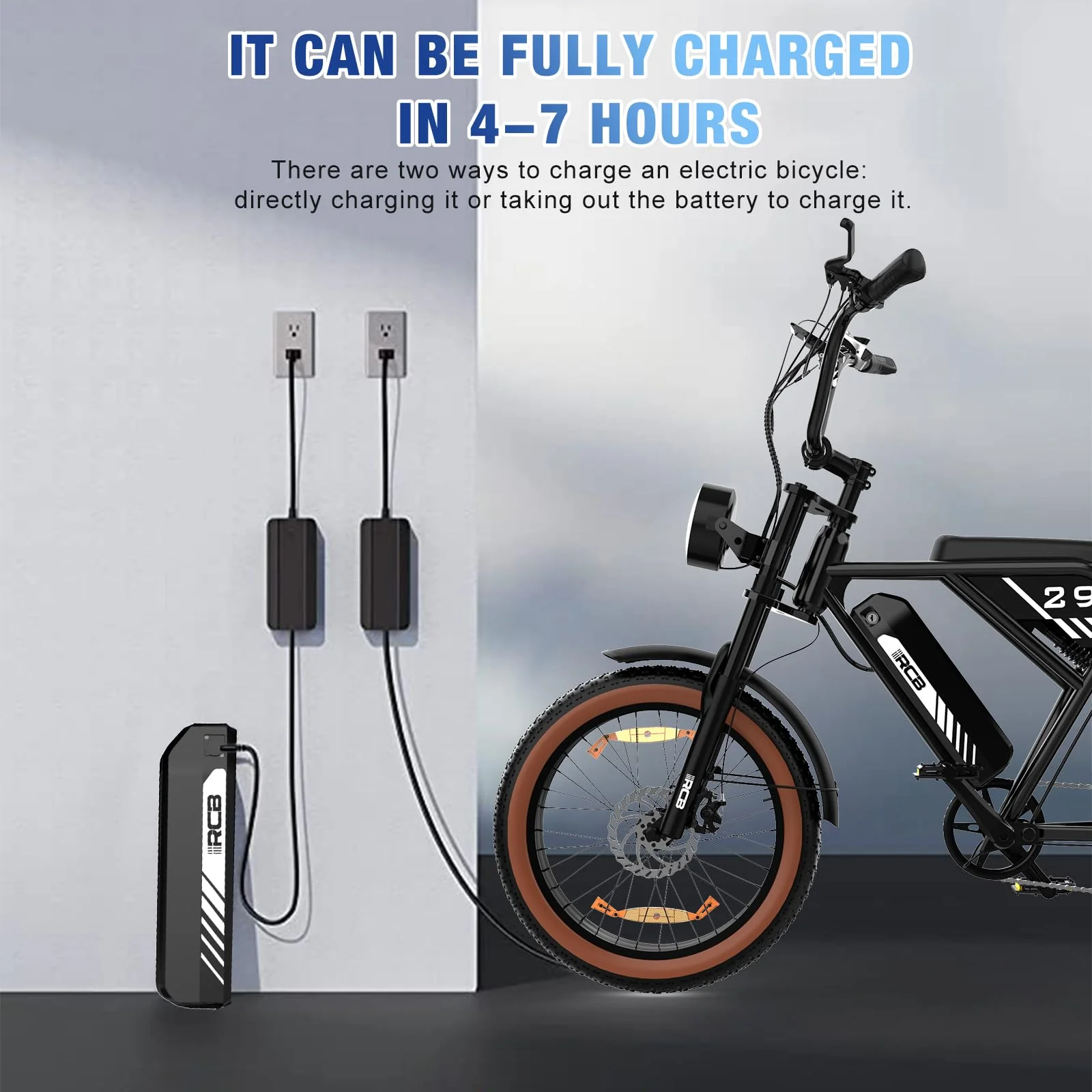 RCB 20'' E Bike, Elektrisches Mountainbike für Erwachsene, Pendel-Elektrofahrrad mit Abnehmbarem 48-V-15-Ah-Akku, Reichweite 35-90 km - Image 7