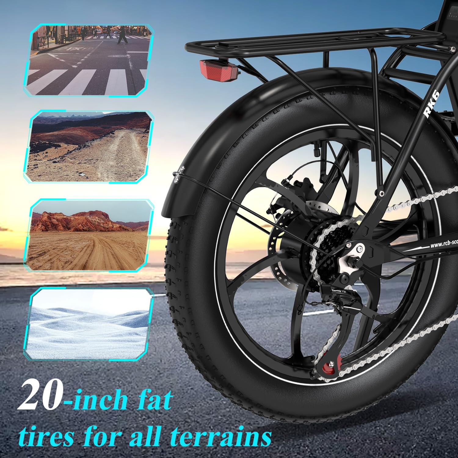 RCB RK6 20" E Bike für Erwachsene, 250W Motor 36V 15.6Ah Akku, 7-Gang,Breitreifen Klappbares E-Bike, Leichtes Elektrofahrrad für Stadtpendler - Image 2