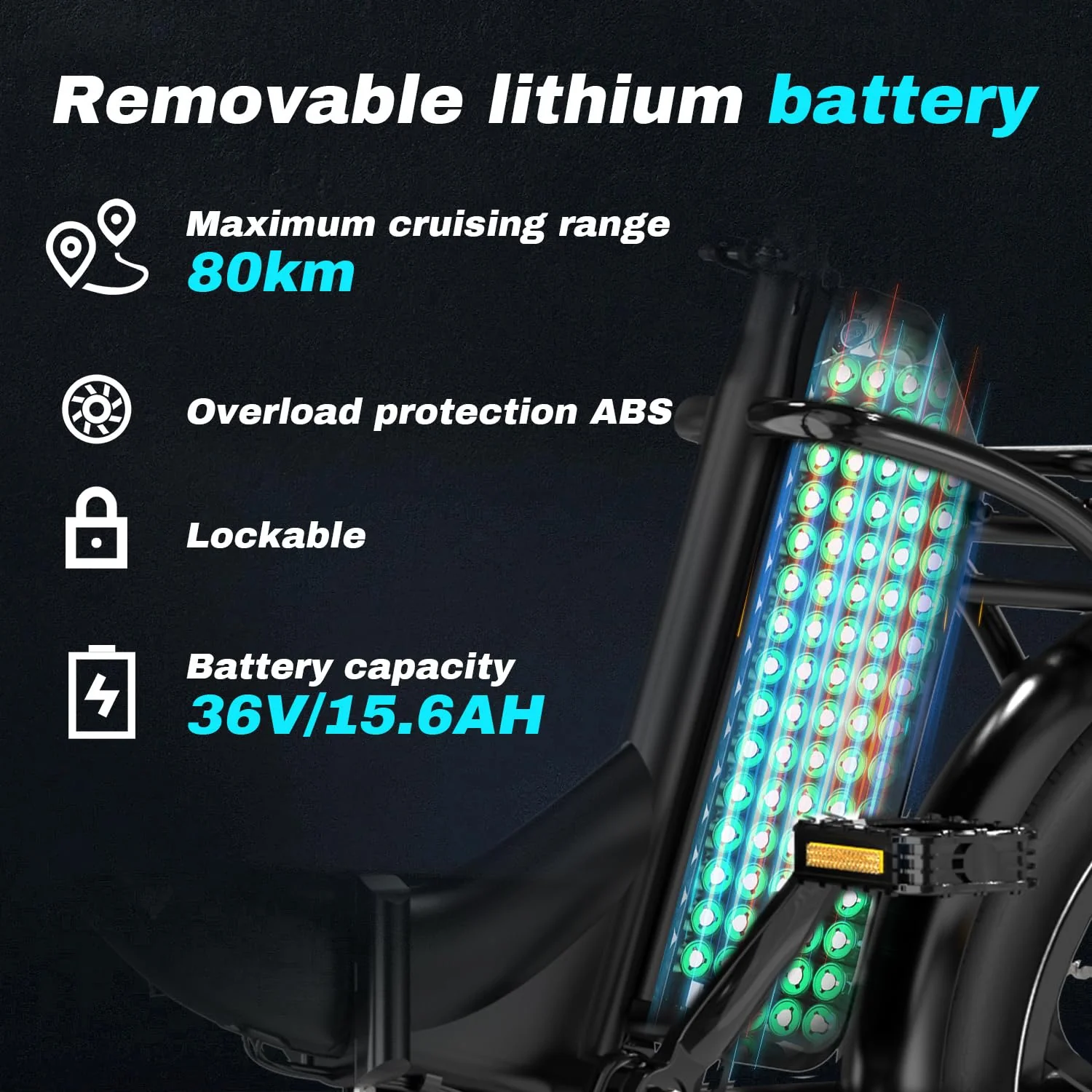 RCB RK6 20" E Bike für Erwachsene, 250W Motor 36V 15.6Ah Akku, 7-Gang,Breitreifen Klappbares E-Bike, Leichtes Elektrofahrrad für Stadtpendler - Image 8