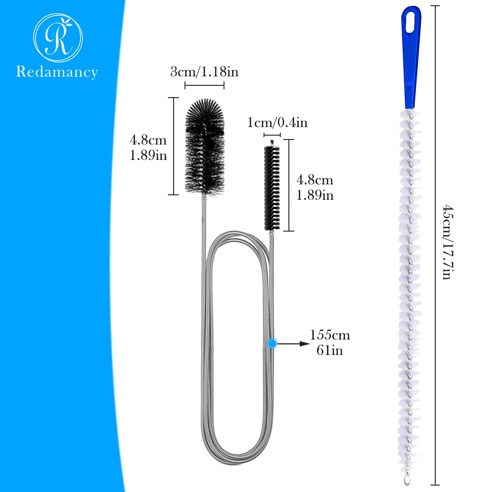 Redamancy Abflussreiniger Spirale, Doppelkopf-Rohrreinigungsbürste Edelstahl-Kanalreiniger, Abfluss Bürste, Abflussreiniger Sticks, Flexible Reinigungsbürste für Rohre für breite Rohre, Kanäle, Usw - Image 6