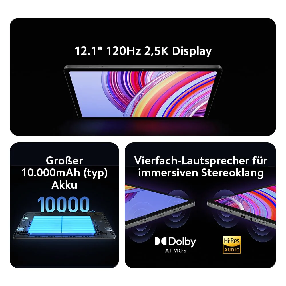 Redmi Xiaomi Pad Pro 6+128GB Tarnish mit Ringhalter, Snapdragon® 7s Gen, HyperOS, 12,1" 120Hz 2,5K augenschonendes Display, 10.000mAh (typ) großer Akku, 33W Schnellladen (2 Jahre Garantie) - Image 4