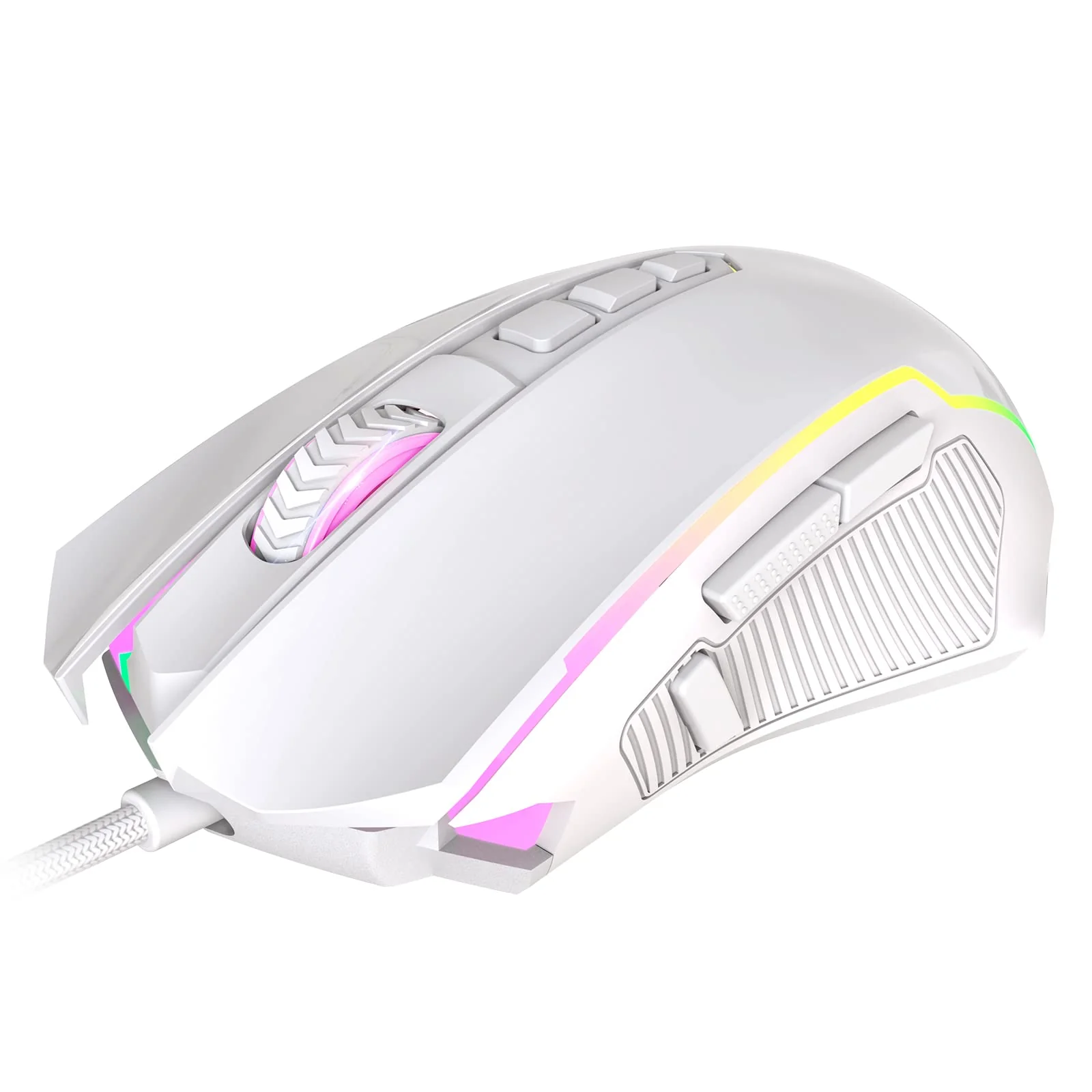 Redragon Gaming Maus, Gaming Mouse mit RGB und Einstellbar 8000 DPI, Maus mit 9 programmierbare Tasten und Feuertaste, RGB Gaming Maus mit ergonomisches Design für MMO/FPS/PC/Windows/Mac, Weiß - Image 4