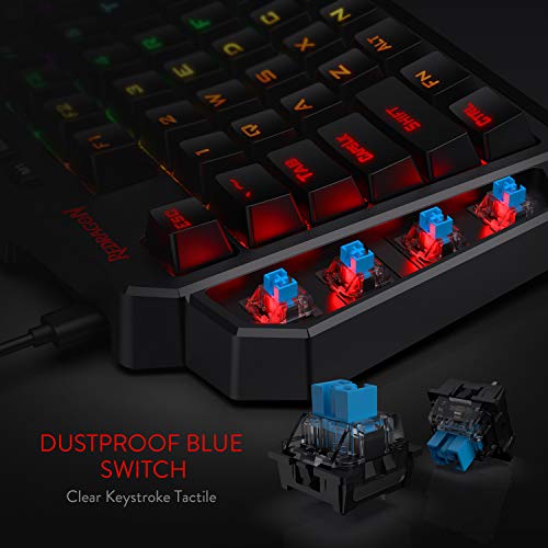 Redragon K585 DITI Einhand RGB Mechanische Gaming-Tastatur, Blaue Schalter, Typ-C Professionelle Gaming-Tastatur mit 7 Integrierten Makrotasten, Abnehmbare Handgelenkstütze, 42 Tasten - Image 12